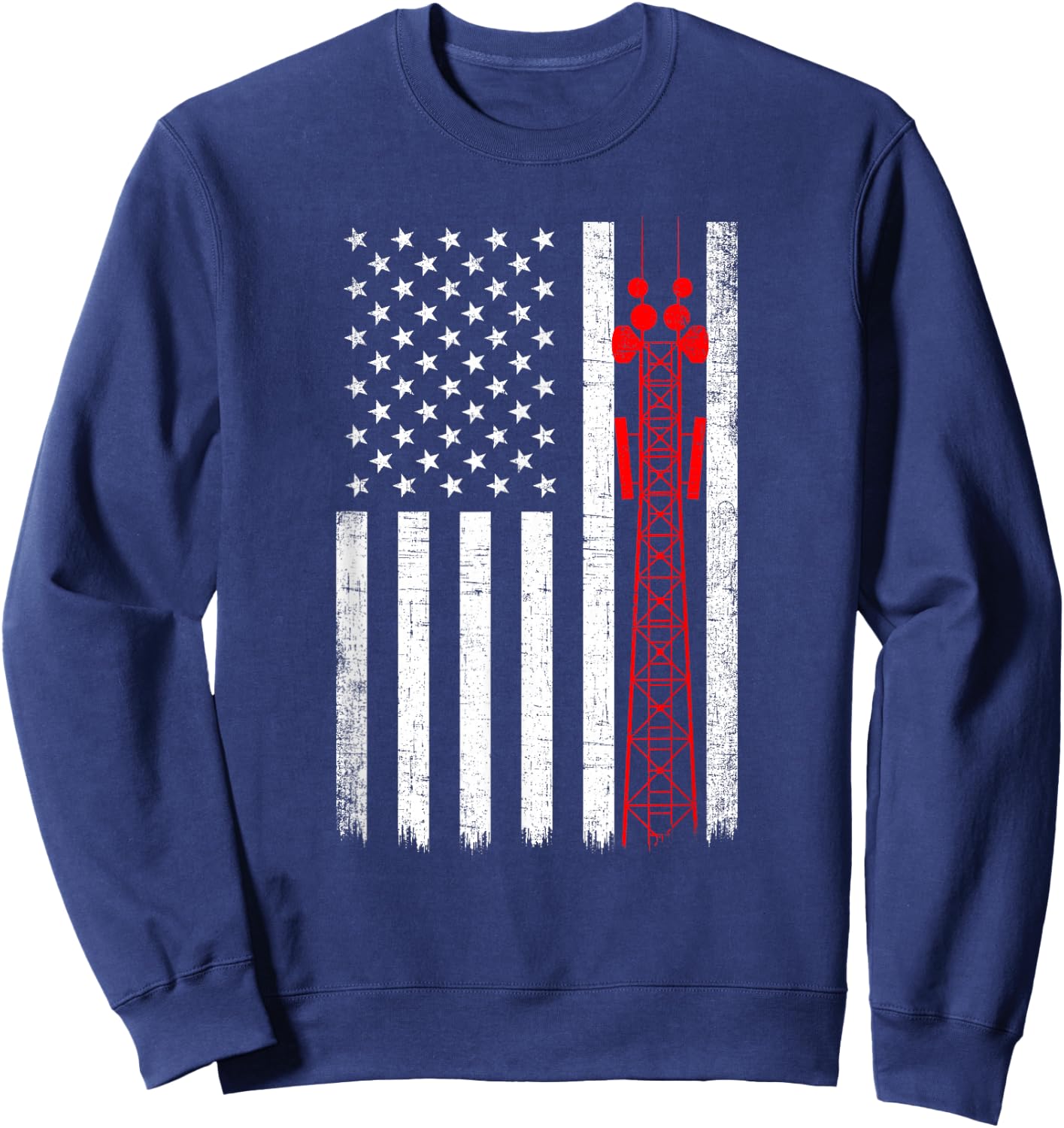 Tower Climber American Flag, Tower Climber Sweatshirt - Sweatshirt | Navy