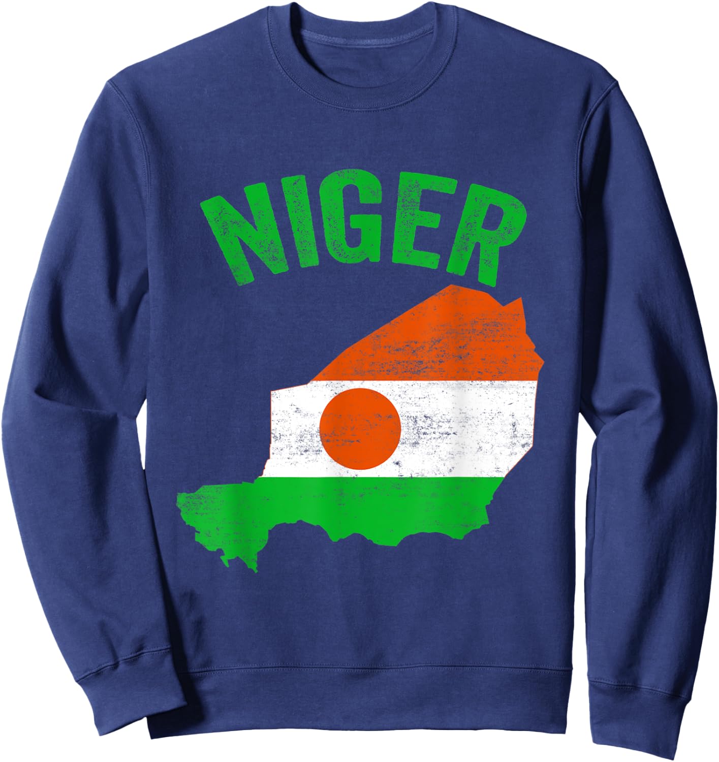 Distressed Retro Niger Flag Niger Map Patriotic Women Kids Men Sweatshirt - Sweatshirt | Navy