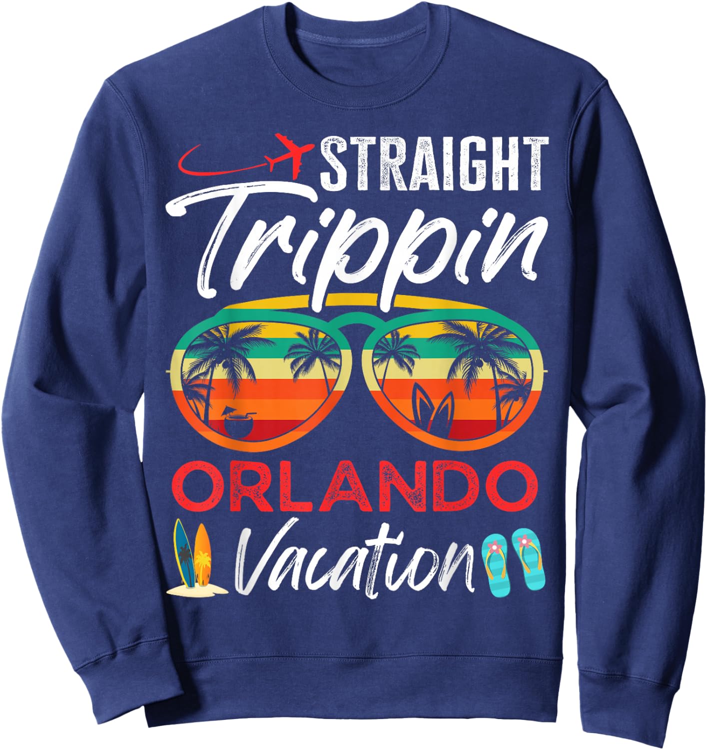 Straight Trippin Orlando Couples Family Vacation Group Trip Sweatshirt - Sweatshirt | Navy