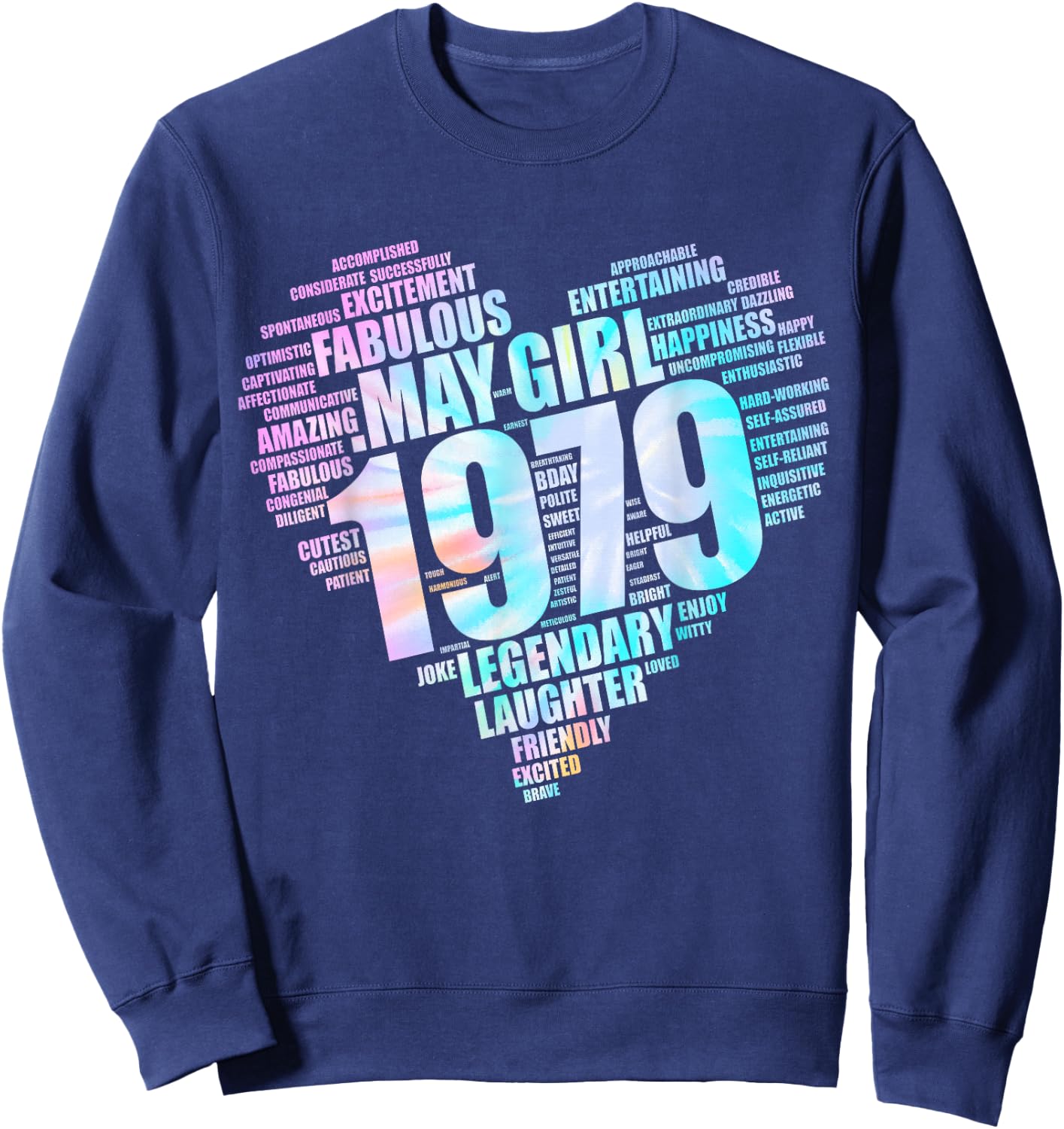 MAY GIRL 1979 Awesome Fabulous Heart 47th Birthday Mom Pink Sweatshirt - Sweatshirt | Navy
