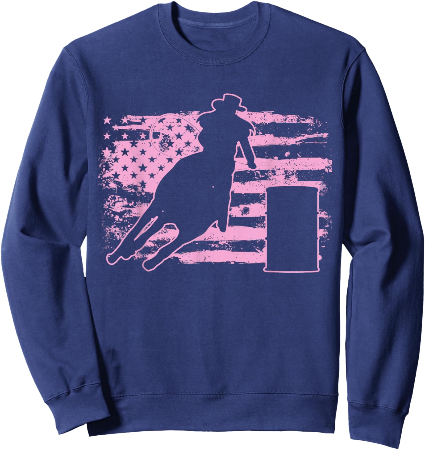 Barrel Racing USA American Flag Gift Barrel Racers Sweatshirt - Sweatshirt | Navy