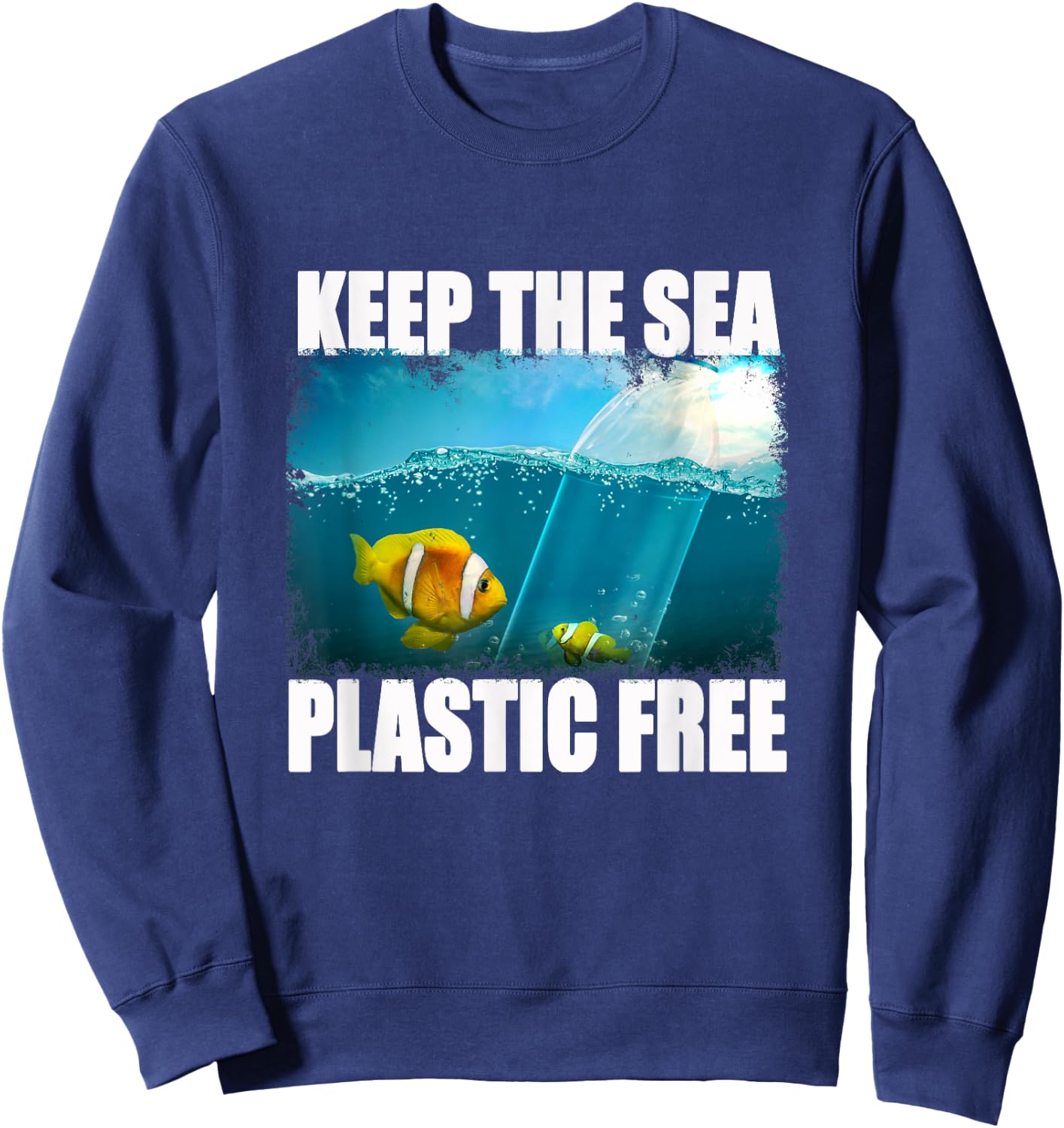 Water Pollution with Plastic Waste Sweatshirt - Sweatshirt | Navy