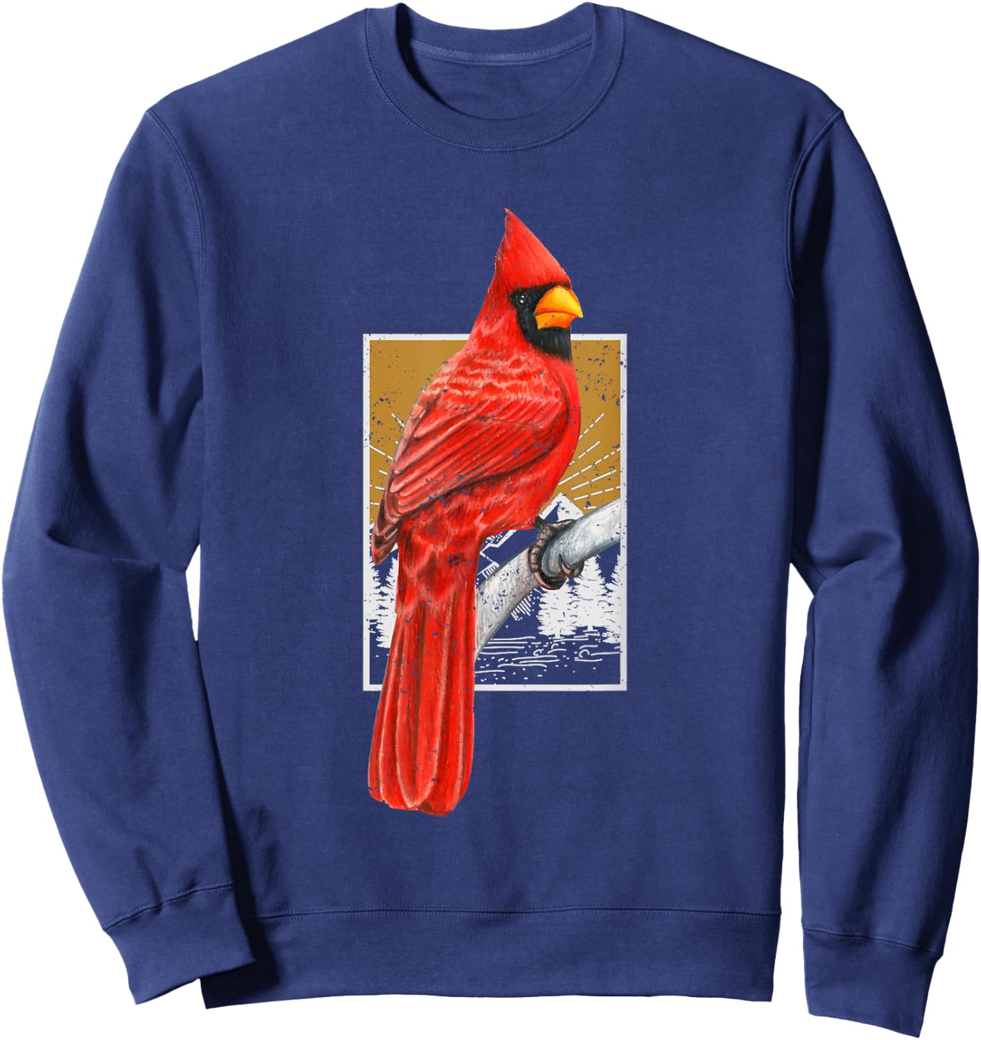 Red Cardinal Bird Watcher Bird Watching Vintage Nature Bird Sweatshirt - Sweatshirt | Navy