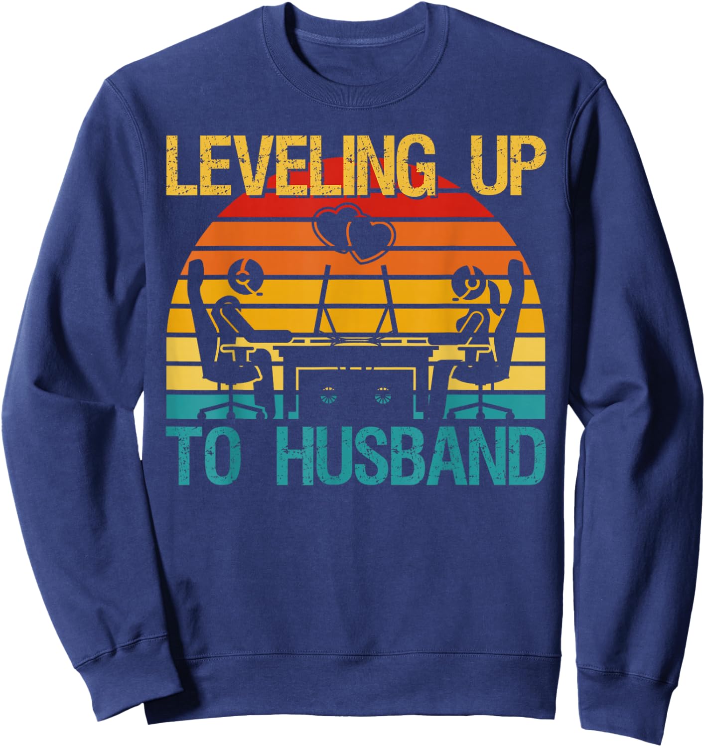 Gamer Engagement Future Mr & Mrs Leveling Up To Husband Sweatshirt - Sweatshirt | Navy