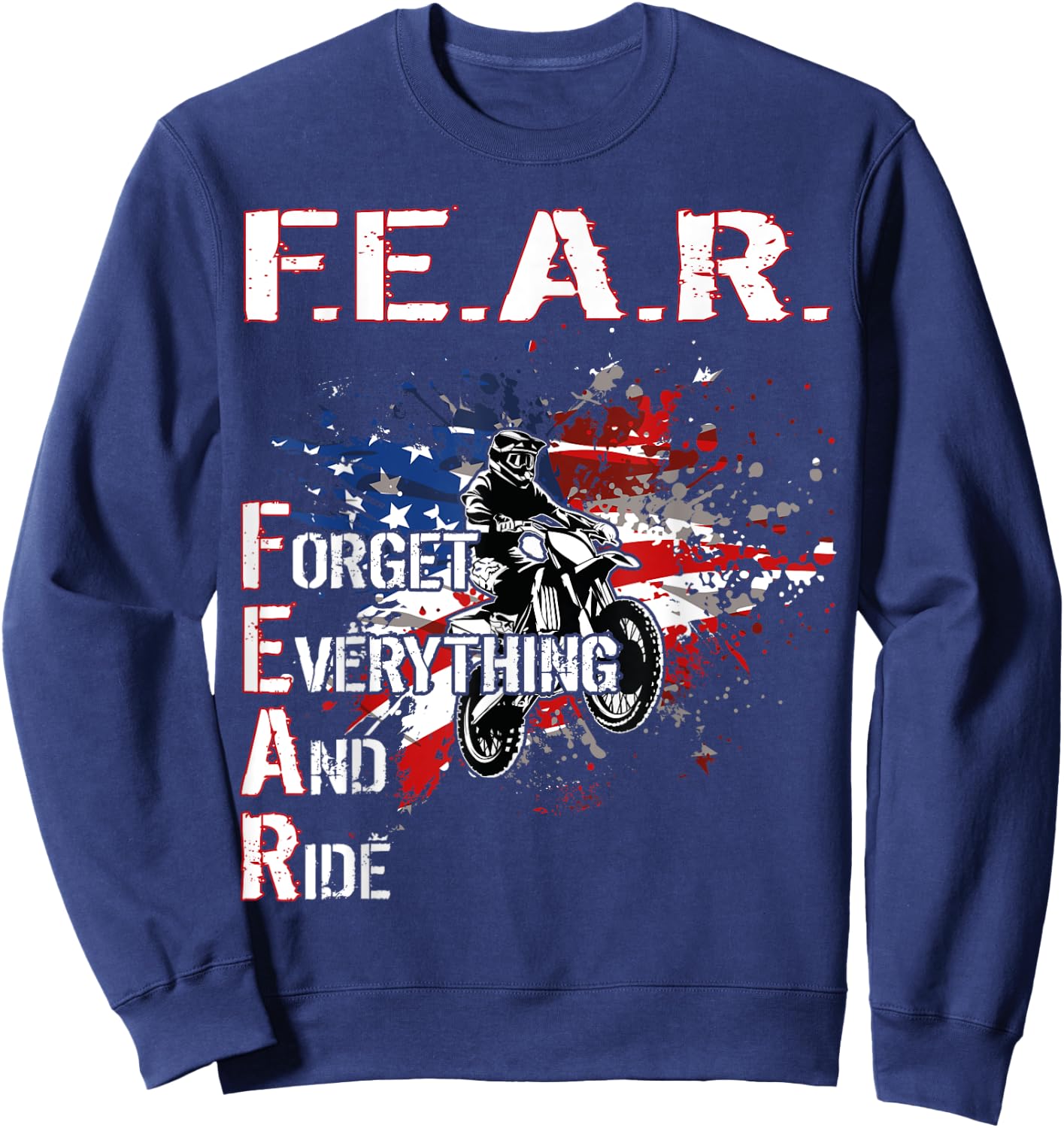 Dirtbike Motocross Forget everything and ride MX US Flag Sweatshirt - Sweatshirt | Navy