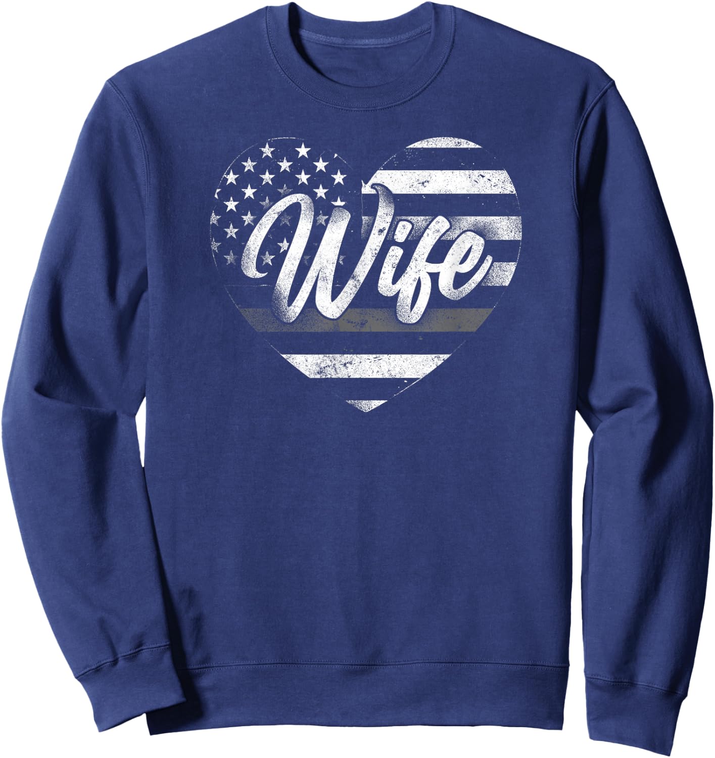 Correctional Officer Wife Marriage Heart American Flag Sweatshirt - Sweatshirt | Navy