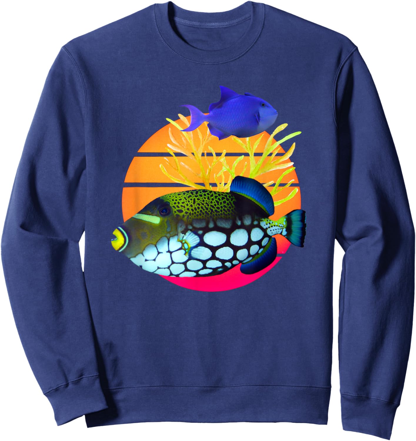 Clown Trigger Niger Trigger Fish Agressive Saltwater Fish Sweatshirt - Sweatshirt | Navy