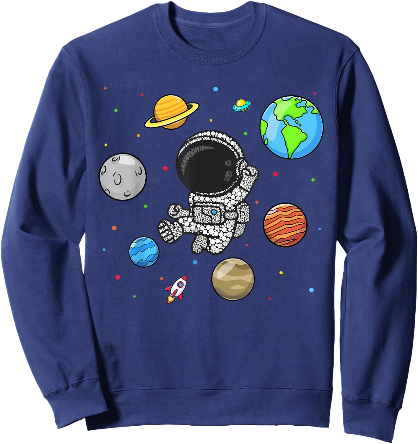 Dot Day Shirts Kids Boys Toldders Astronaut Space Planets Sweatshirt - Sweatshirt | Navy