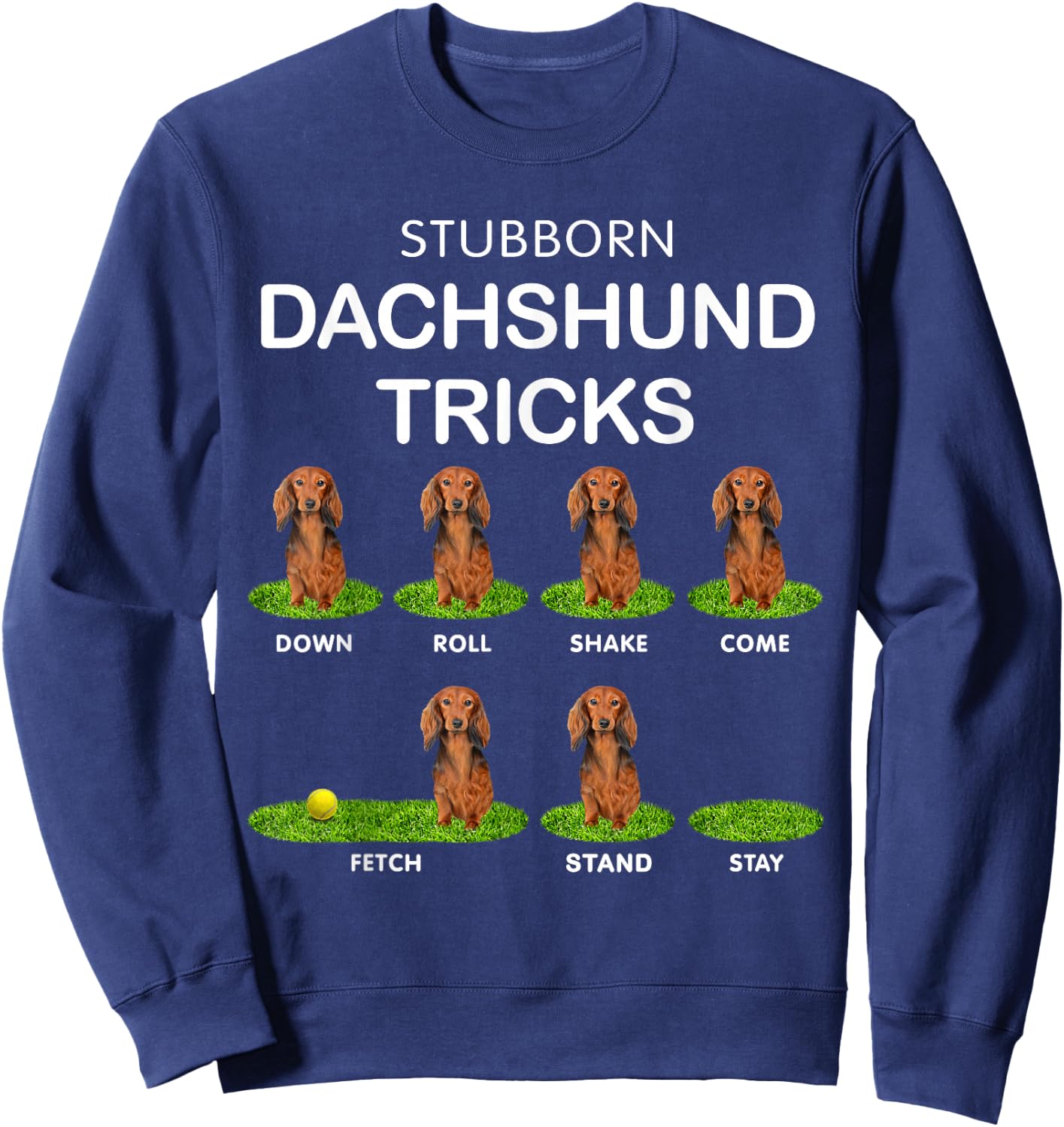 Thick Headed Dog - Funny Long Hair Dachshund for Christmas Sweatshirt - Sweatshirt | Navy