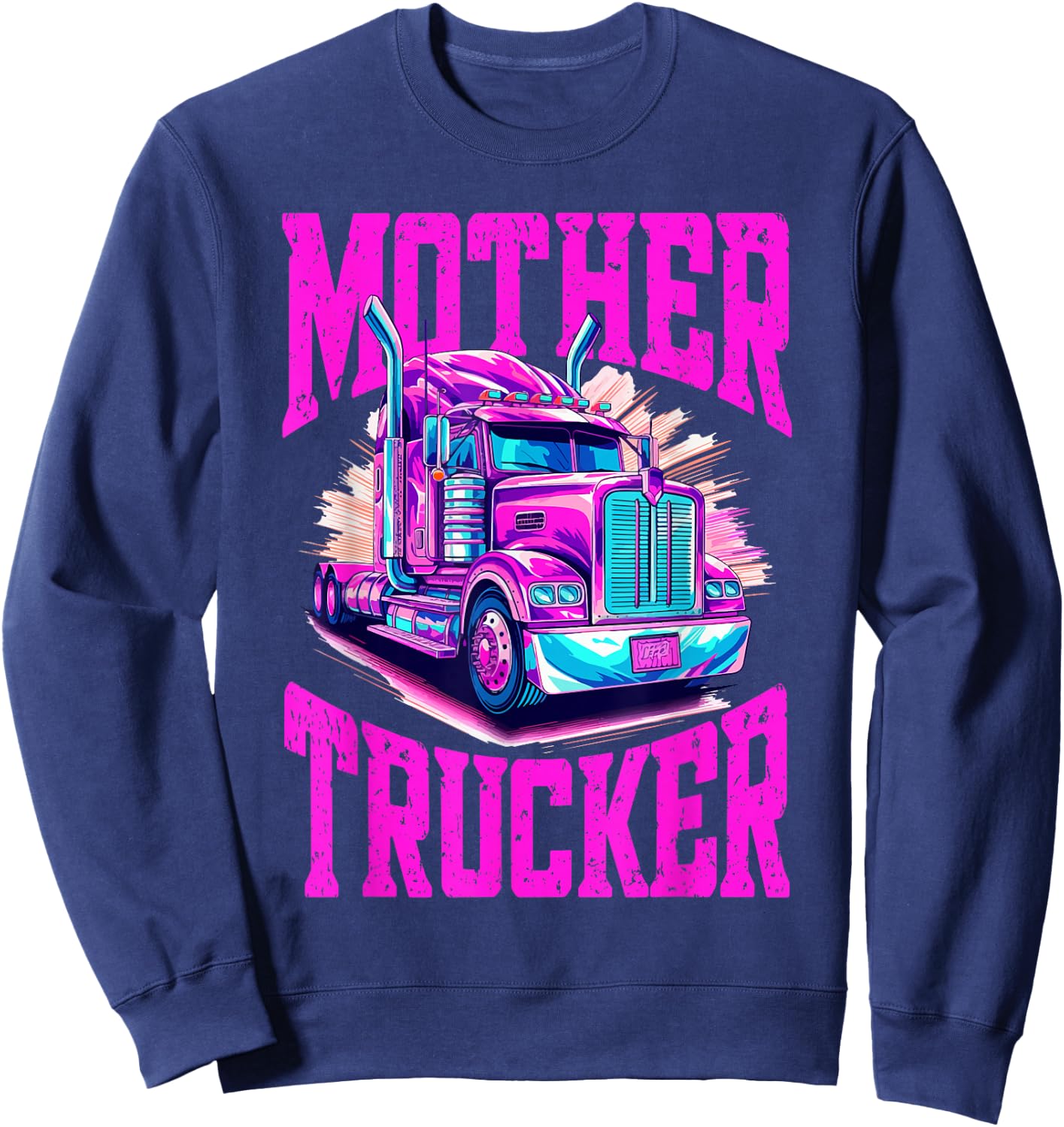 Trucker Truck Woman - Mother Trucker Sweatshirt - Sweatshirt | Navy