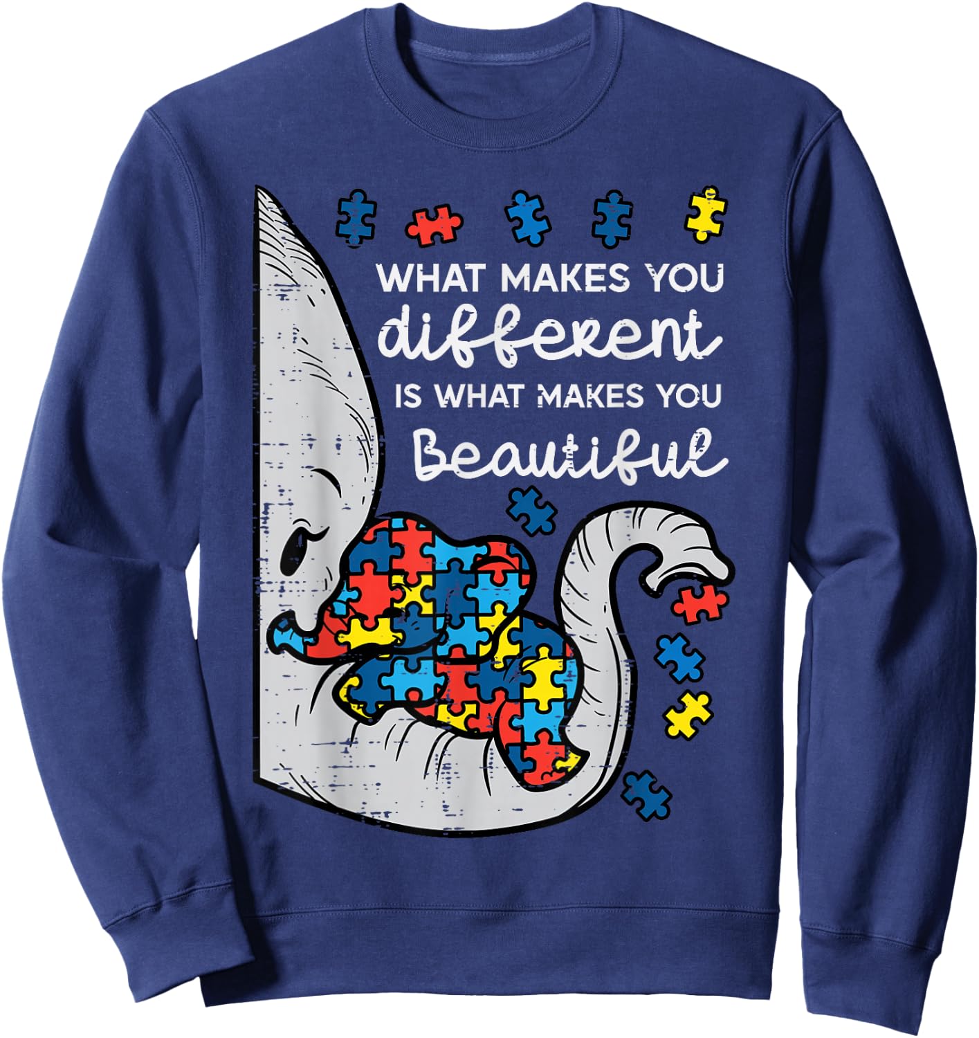 Elephant What Makes You Different Autism Awareness Women Kid Sweatshirt - Sweatshirt | Navy