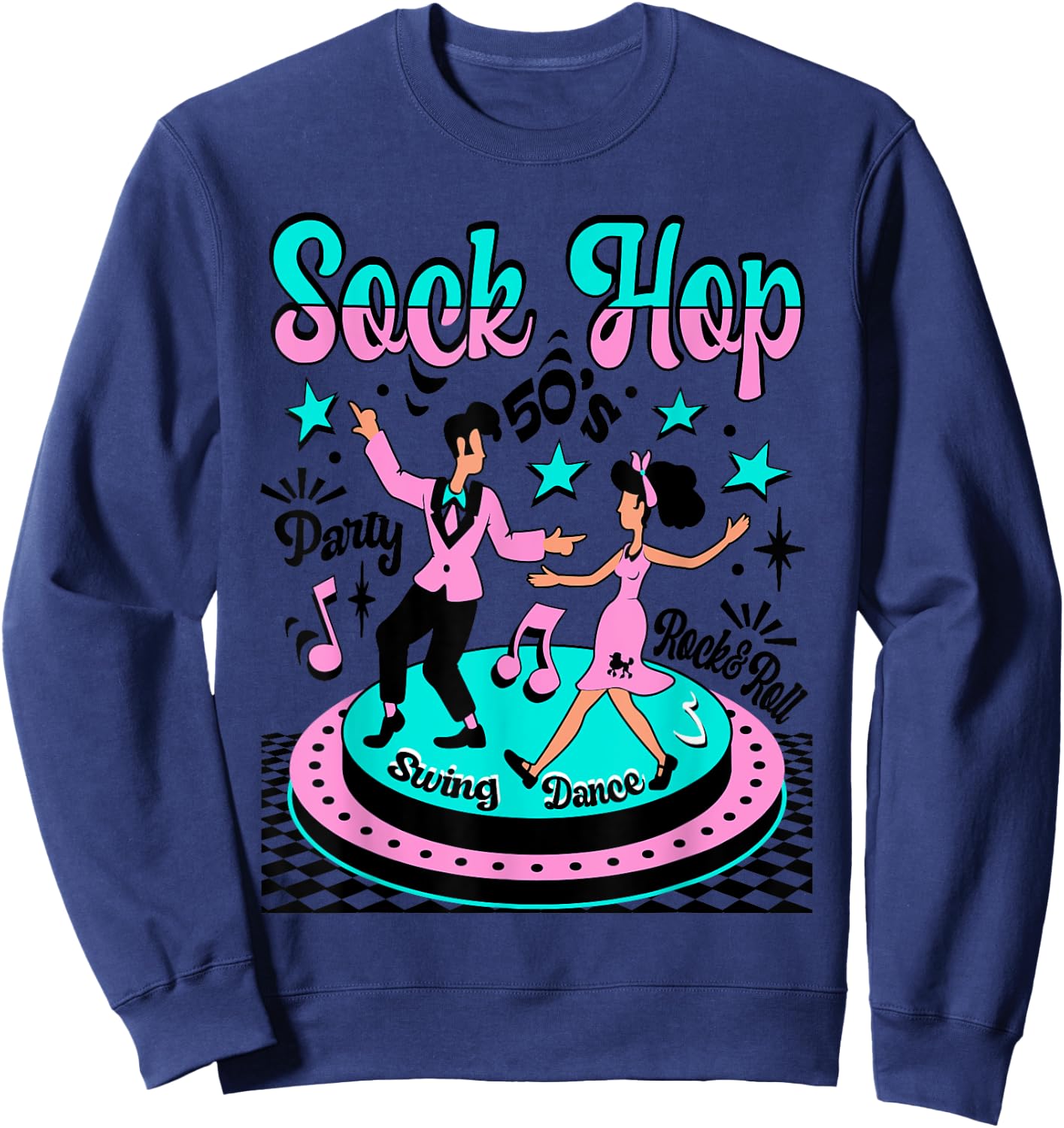 Sock Hop Grandma Party Rockabilly 50s Rock and Roll Doo Wop Sweatshirt - Sweatshirt | Navy