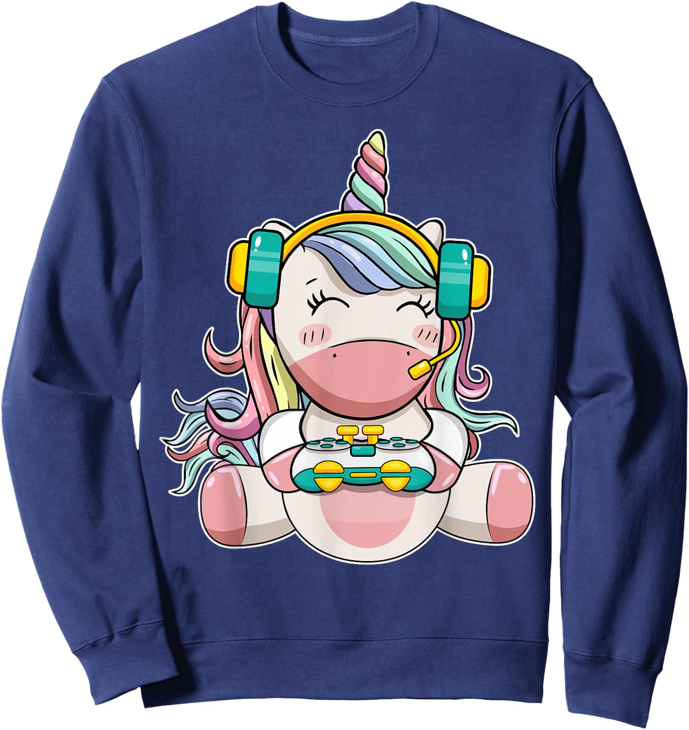Gamer Girl Unicorn Gaming Cute Video Game Women Girls Teen Sweatshirt - Sweatshirt | Navy