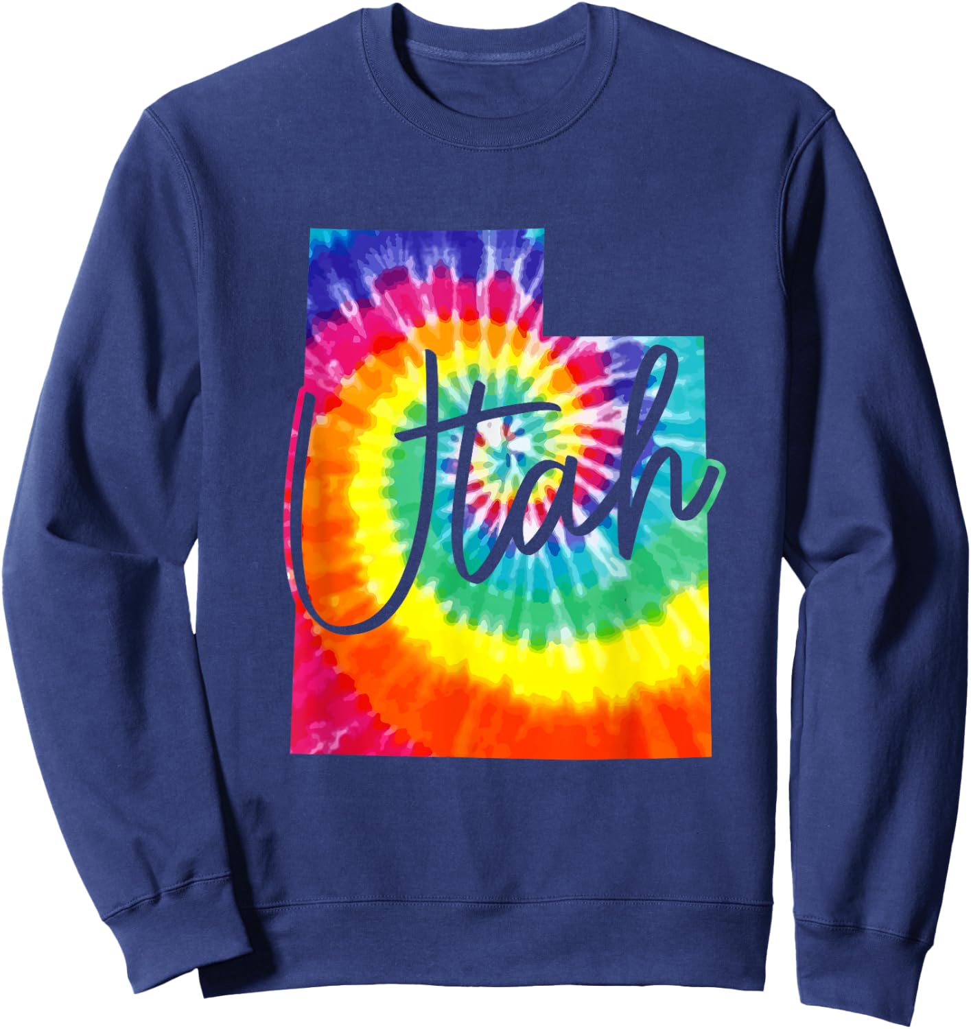 Utah Tie Dye State Map Pride Hippie Vintage Retro Sweatshirt - Sweatshirt | Navy
