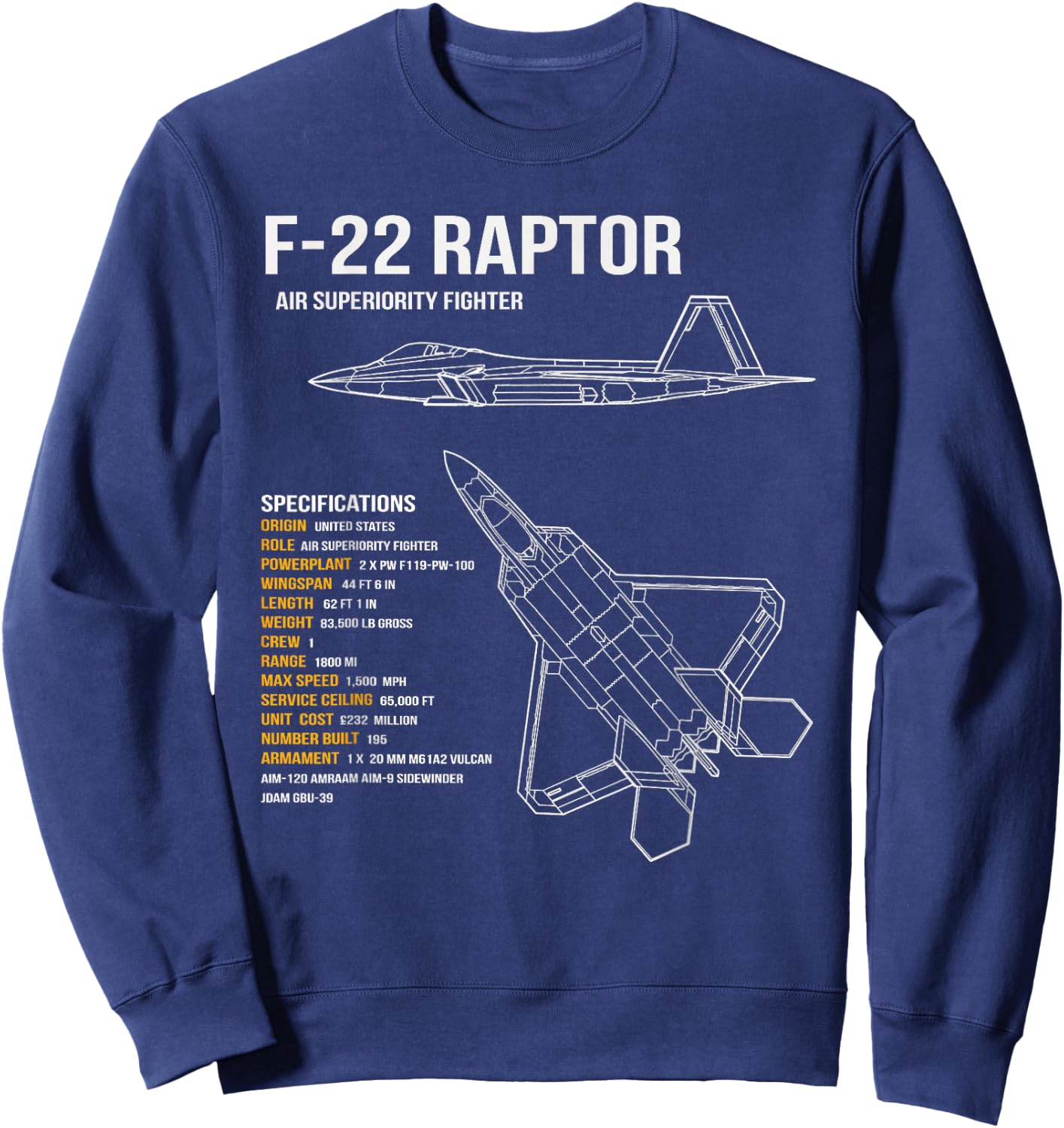 F-22 Raptor Sweatshirt - Sweatshirt | Navy