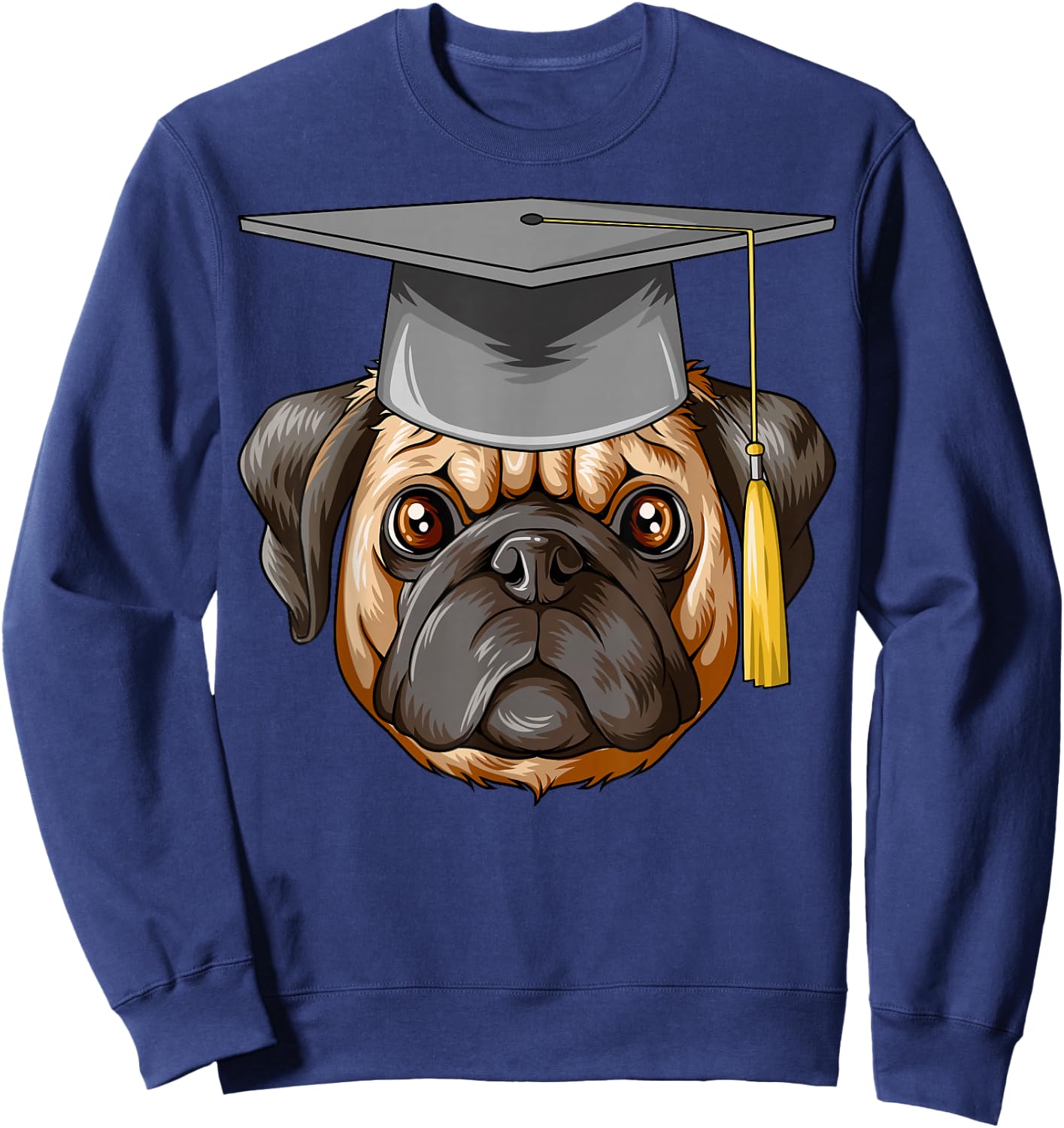 Pug Diploma Hat Pug Sweatshirt - Sweatshirt | Navy