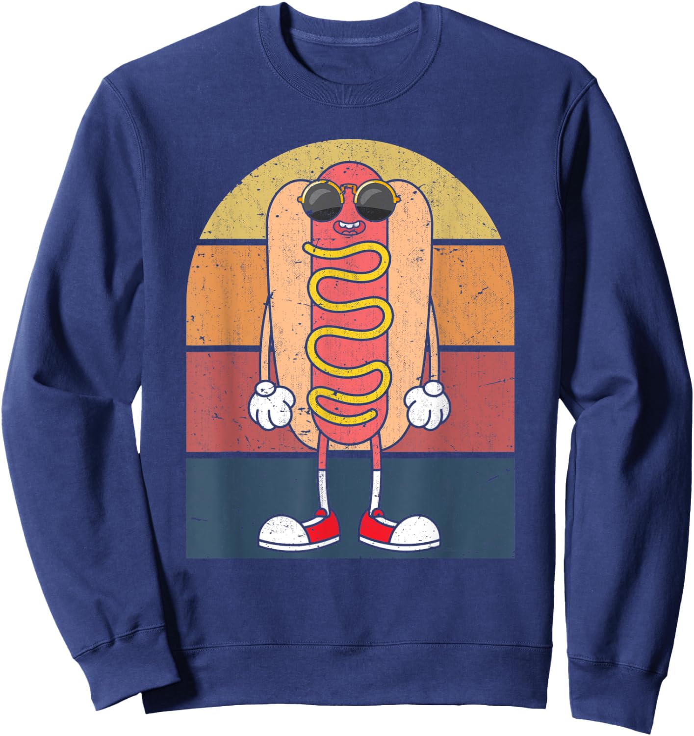 Cool Hot Dog Fast Food Sunglasses Weiner Foodie Retro Hotdog Men Women Kids Sweatshirt - Sweatshirt | Navy