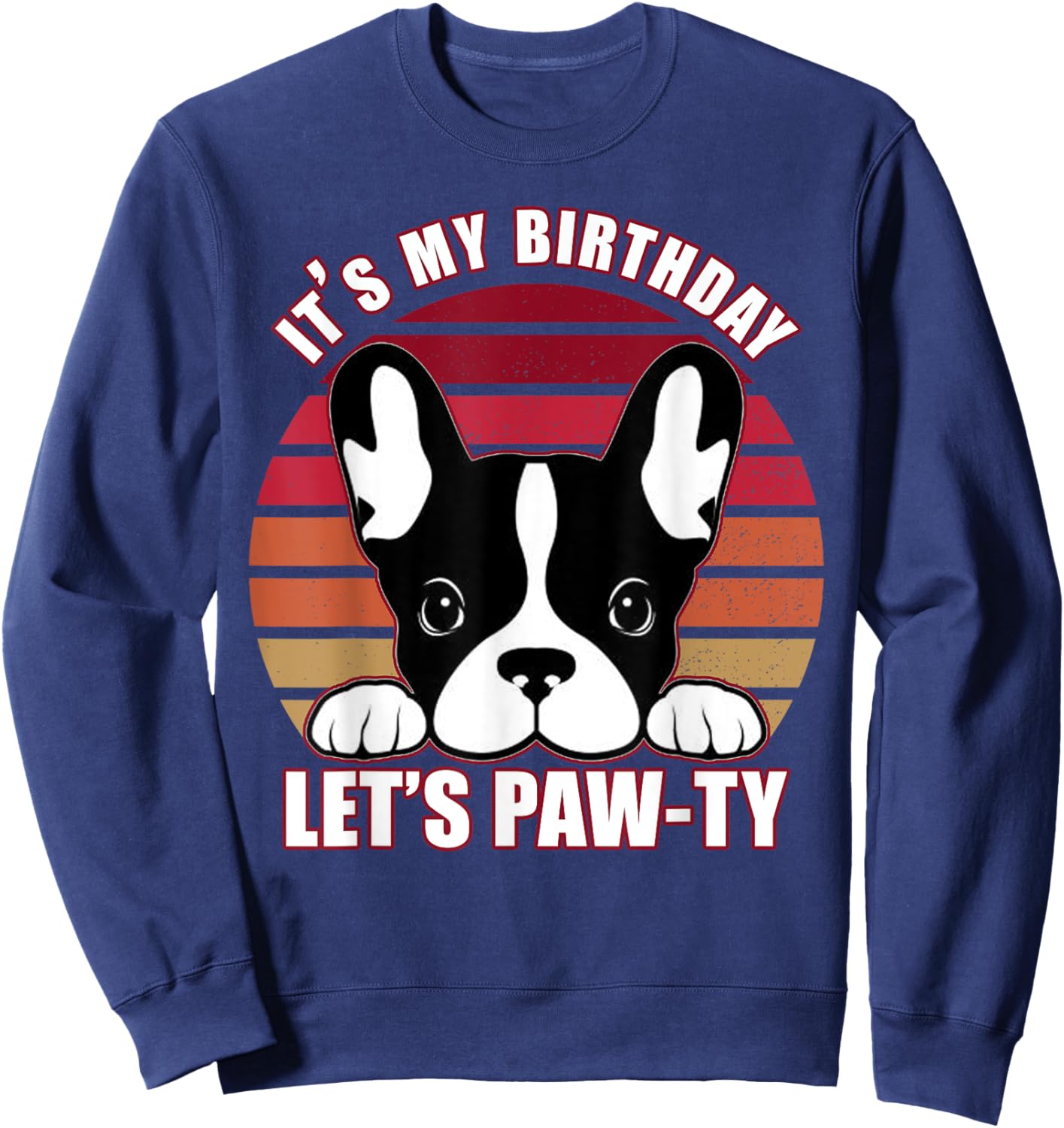 French Bulldog It's My Birthday Let's Pawty Girls Sweatshirt - Sweatshirt | Navy