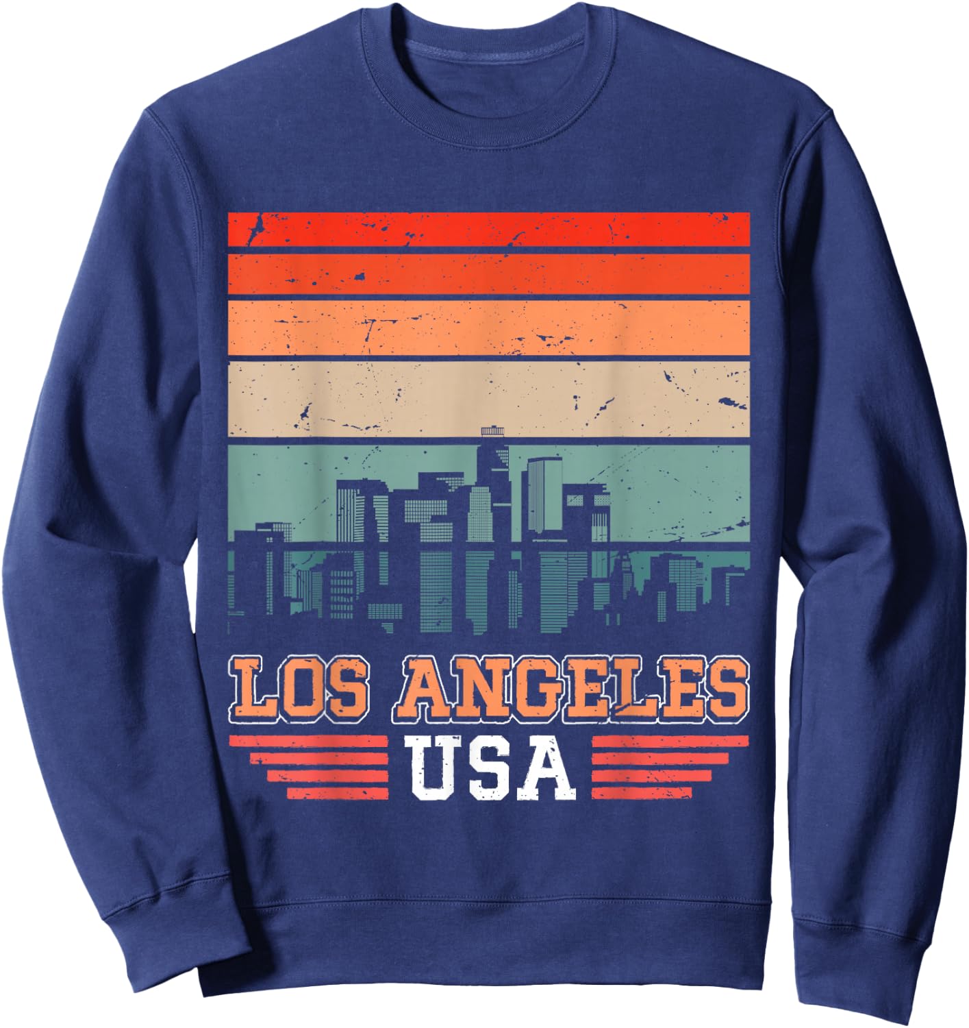 Los Angeles USA Retro Vintage Sunset Skyline Los Angeles Sweatshirt - Sweatshirt | Navy