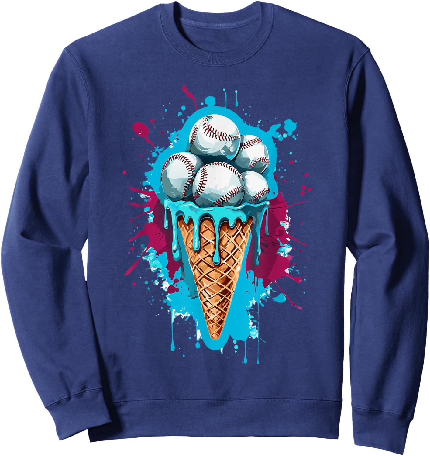 Baseball Ice Cream Watercolor Sweatshirt - Sweatshirt | Navy