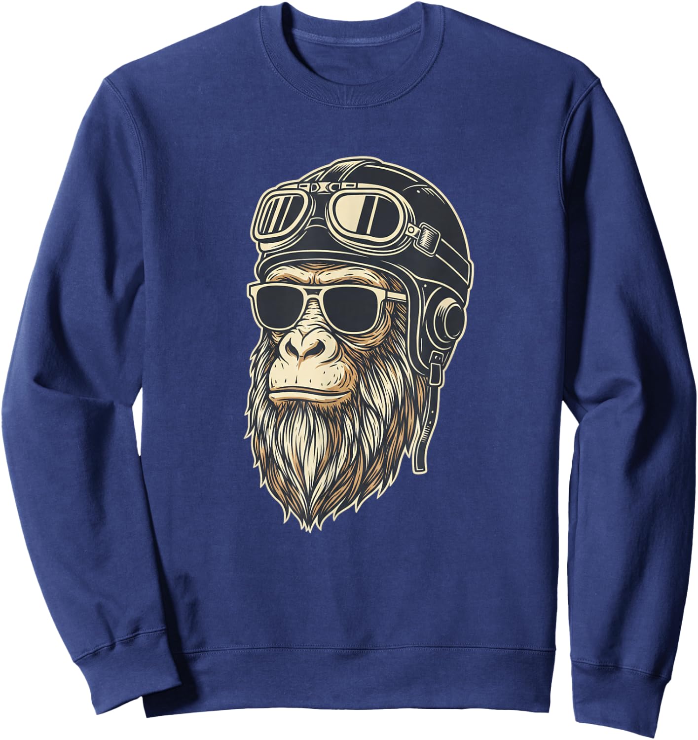Monkey Pilot Helmet Sunglasses Vintage Ape Jungle Funny Sweatshirt - Sweatshirt | Navy