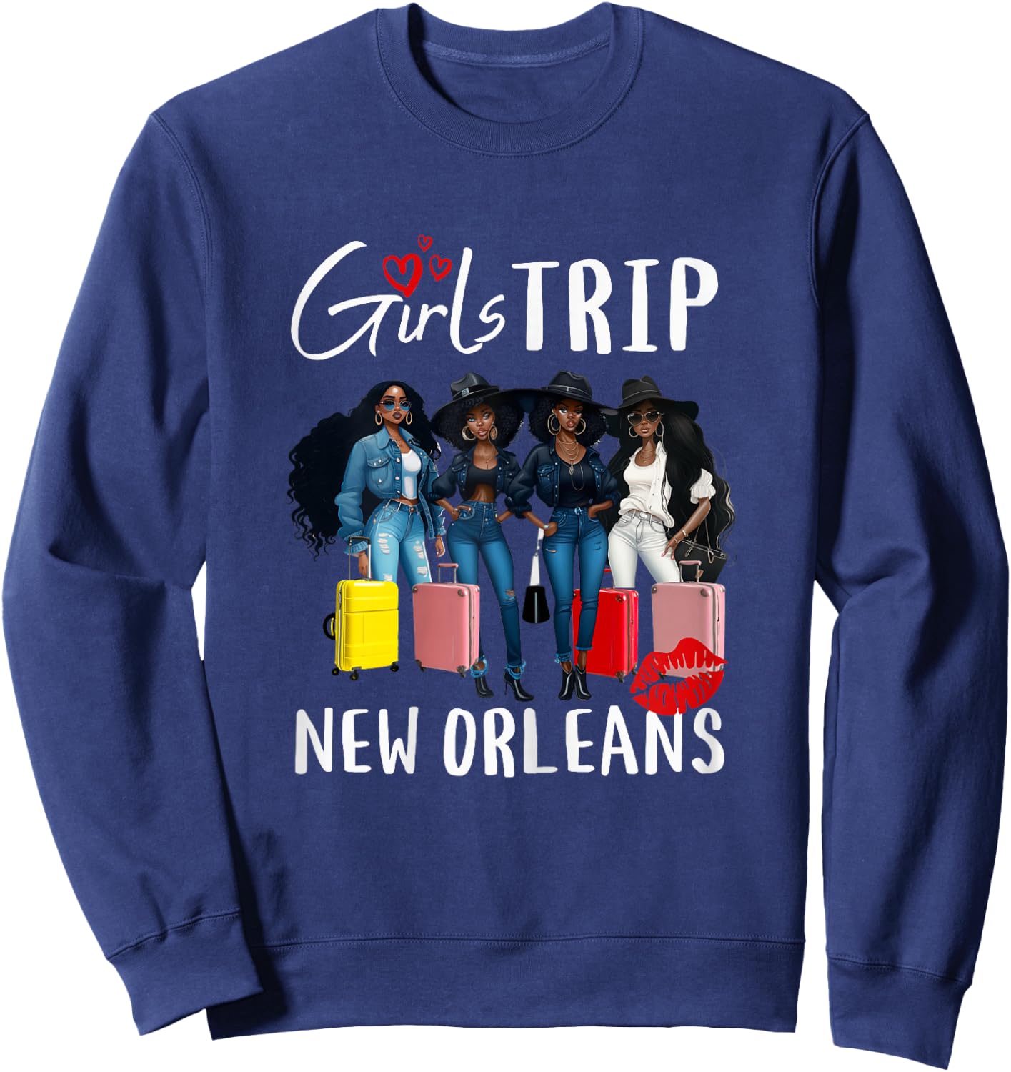 New Orleans Melanin Black Women Girls Trip Birthday Vacay Sweatshirt - Sweatshirt | Navy