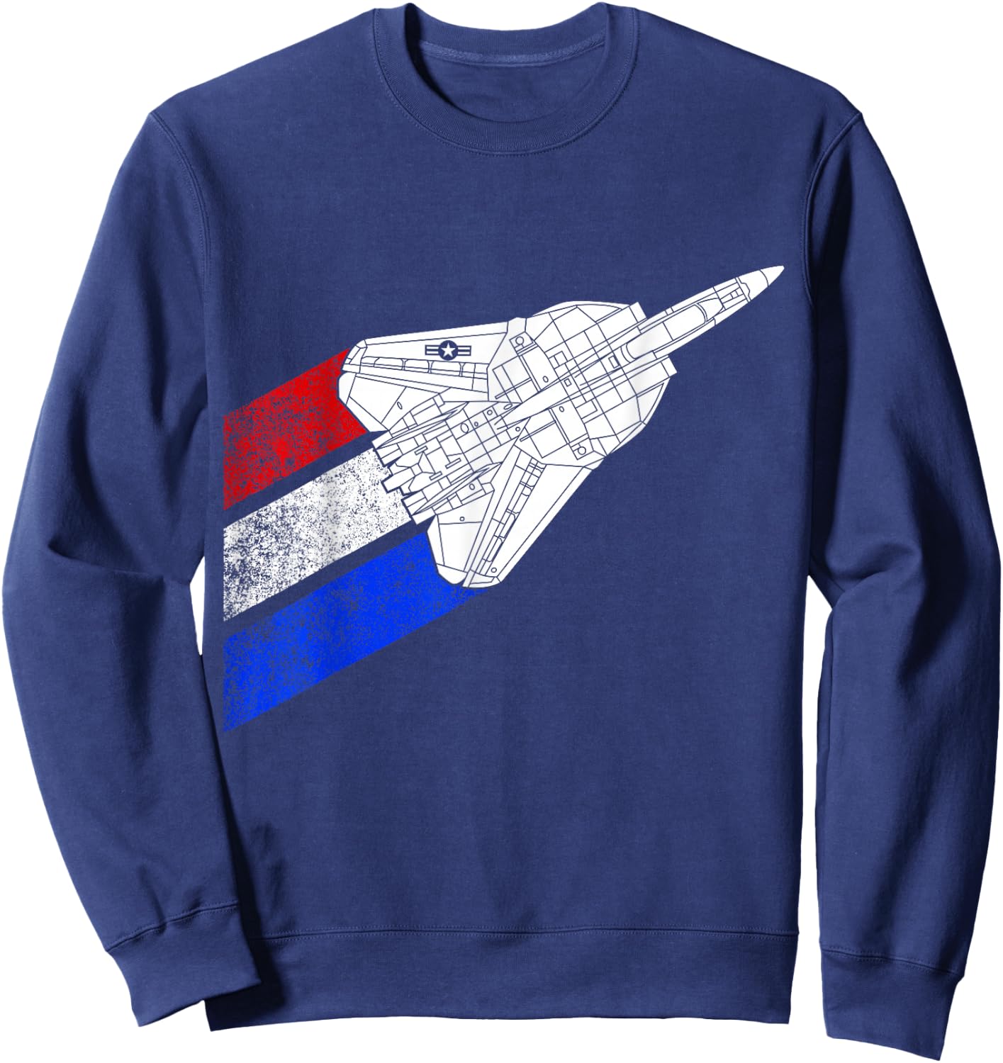 Vintage American Flag F14 Tomcat Airplane Schematic F-14 Jet Sweatshirt - Sweatshirt | Navy