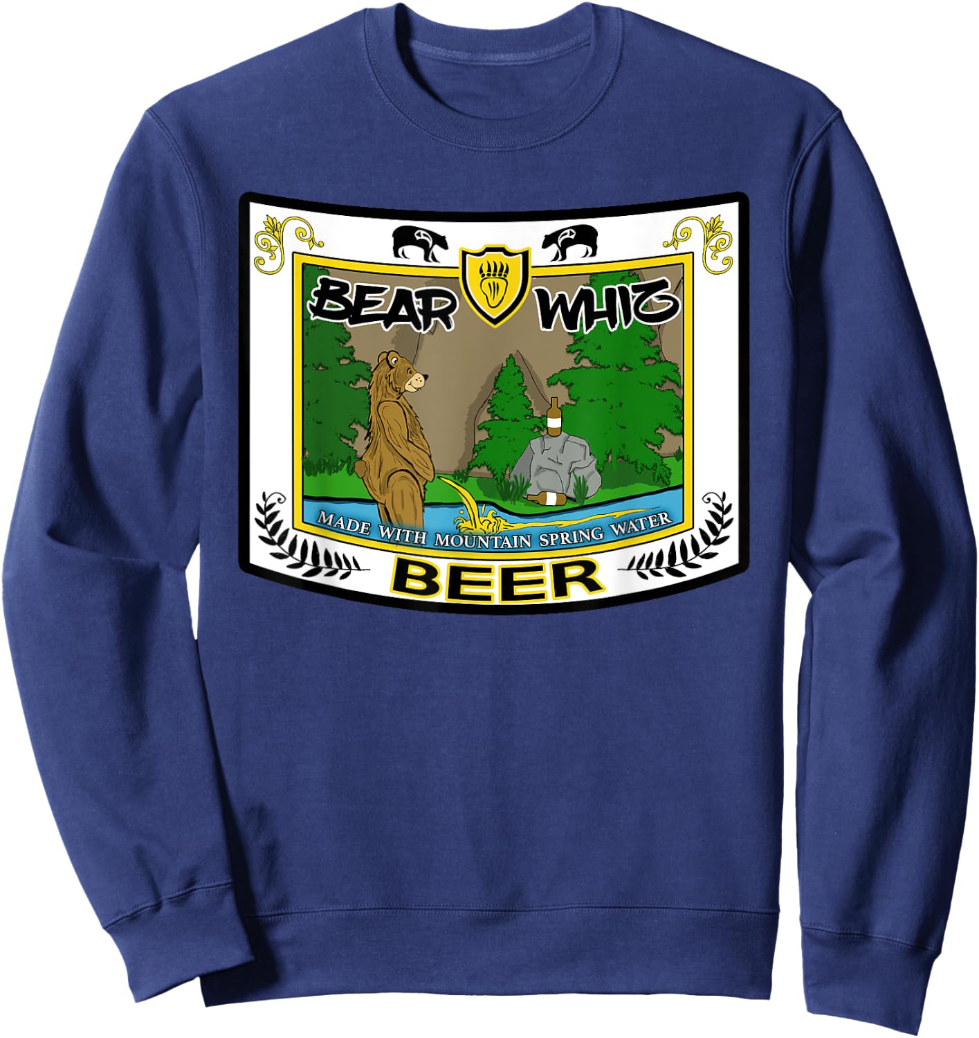 Funny Beer Label Bear Whiz Beer For The Outdoorsman Sweatshirt - Sweatshirt | Navy