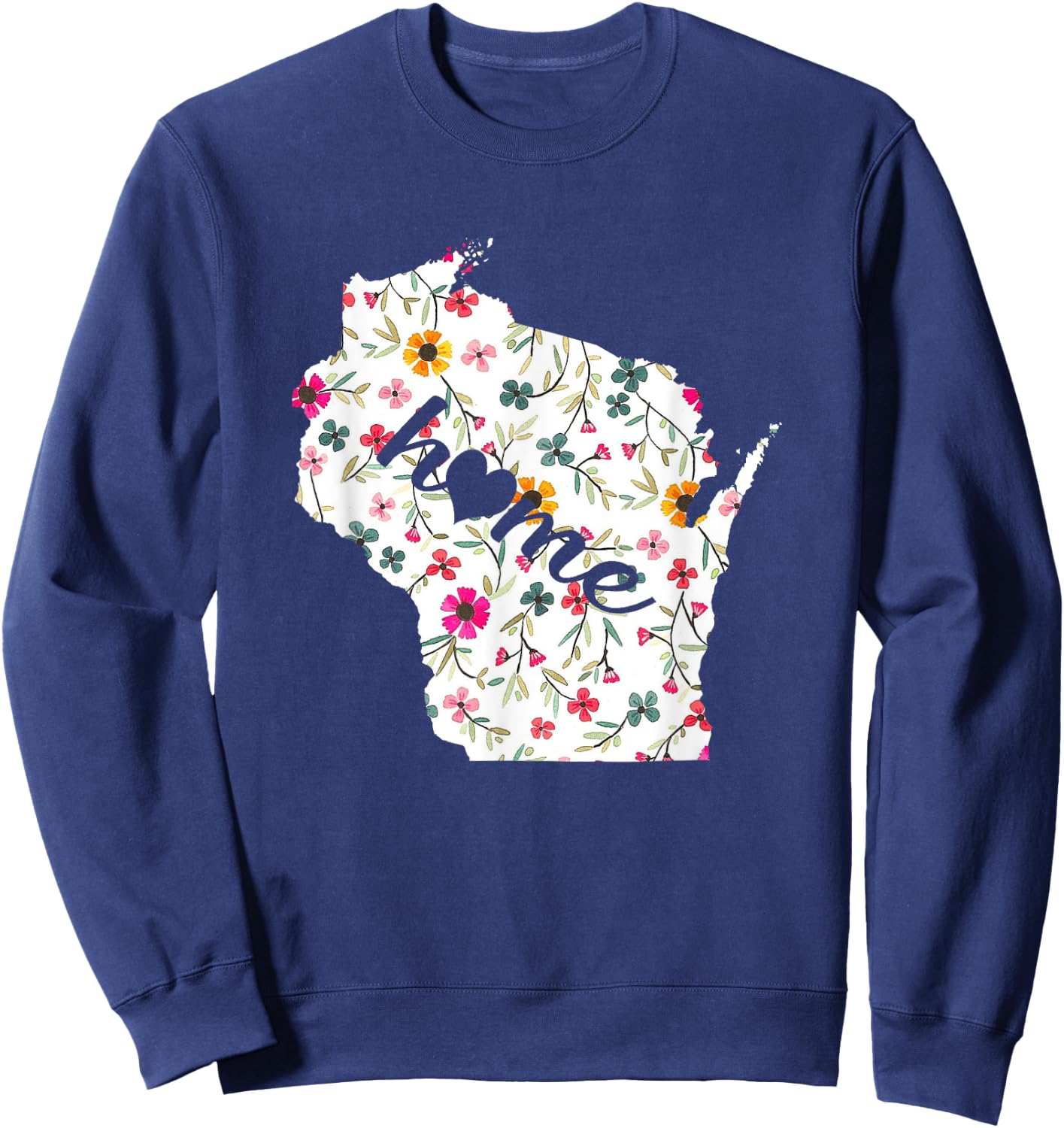Floral Wisconsin Home Sweatshirt - Sweatshirt | Navy