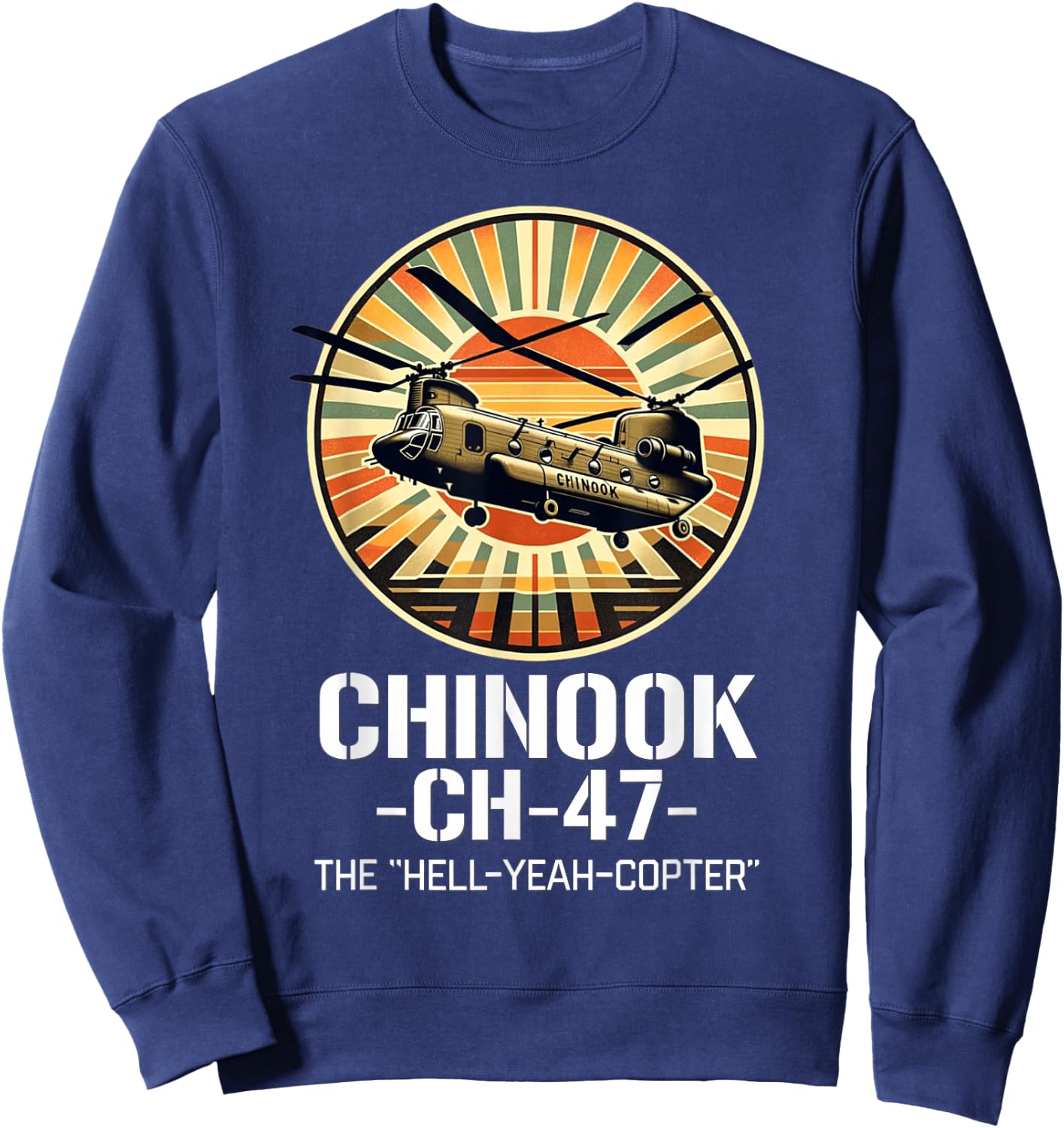 Vintage CH-47 Chinook Military Helicopter Sweatshirt - Sweatshirt | Navy