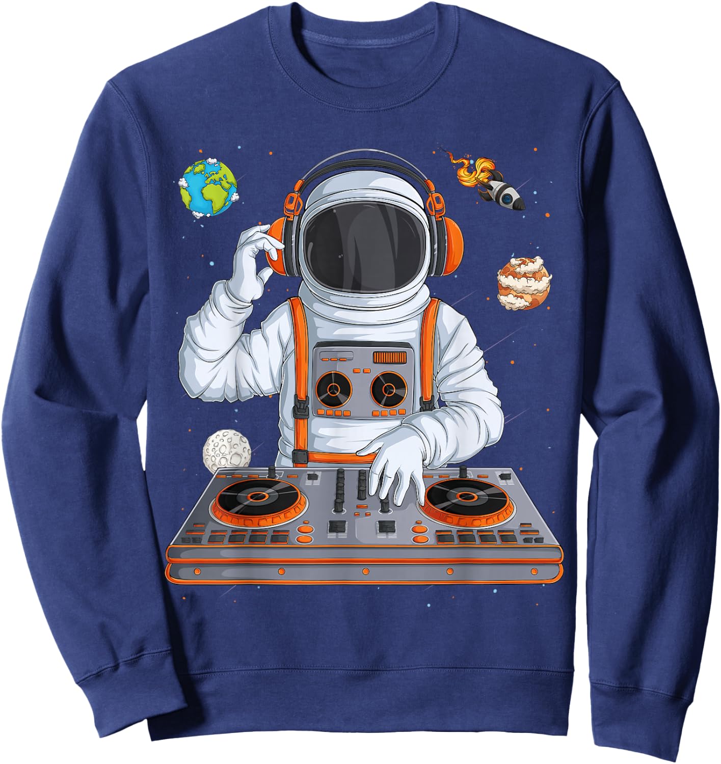 DJ Astronaut Techno Music Lover Outer Space Spaceman Men Sweatshirt - Sweatshirt | Navy