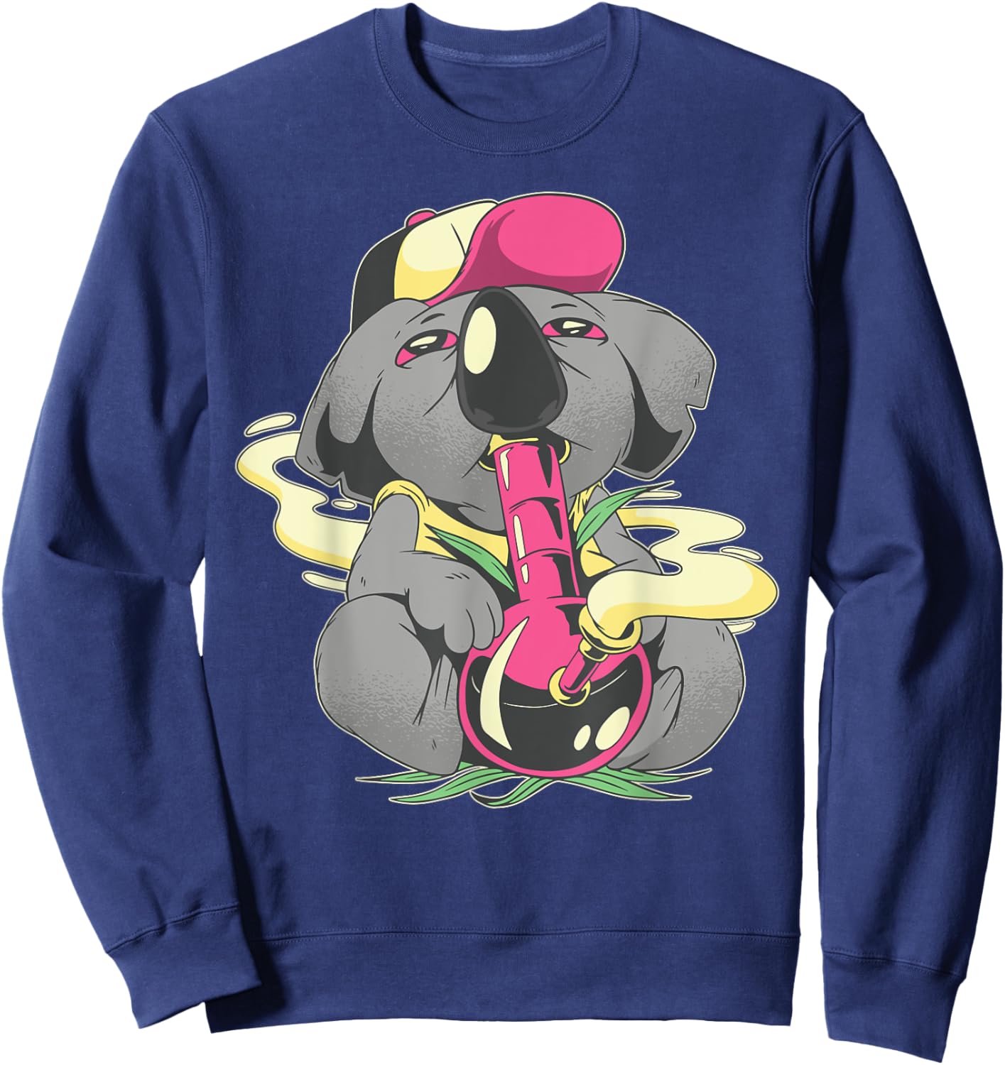Pothead Koala Smoke Marijuana Bong Kush Stoner Psychadelic Sweatshirt - Sweatshirt | Navy