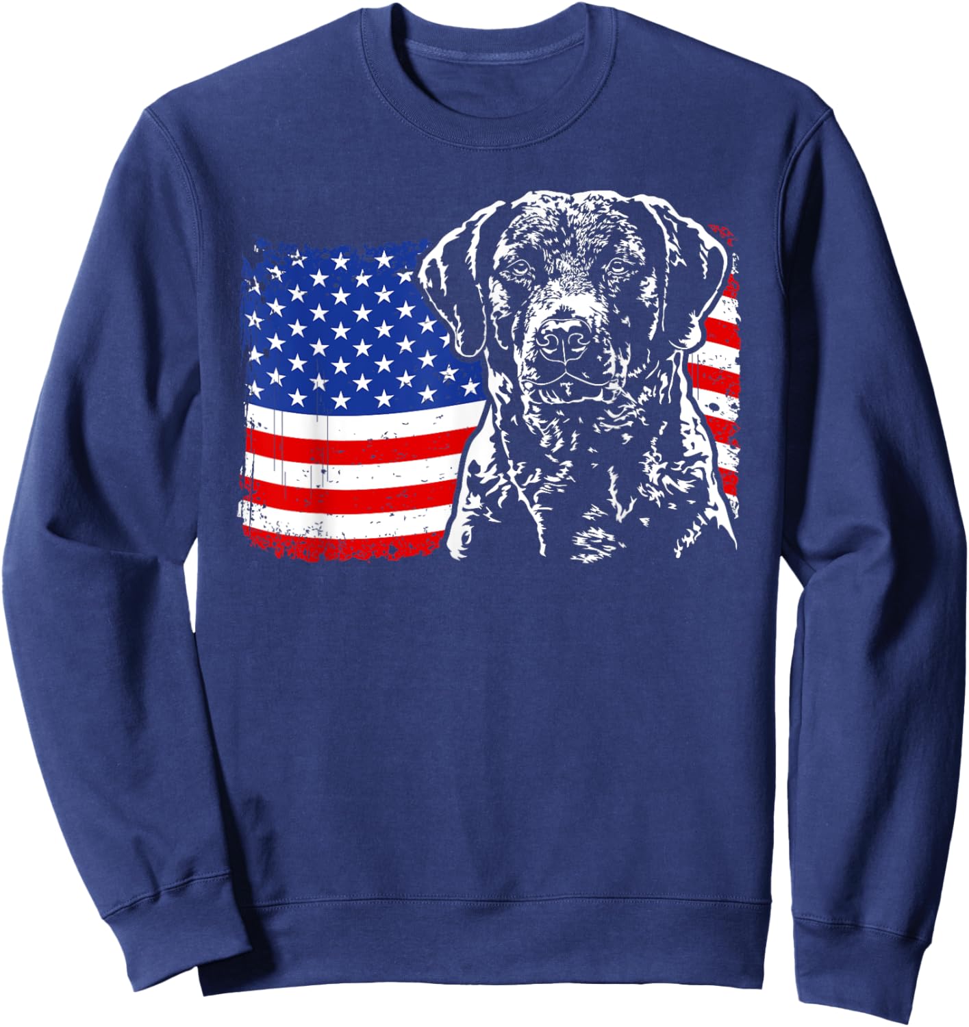 Proud Chesapeake Bay Retriever American Flag patriotic dog Kids Men Sweatshirt - Sweatshirt | Navy
