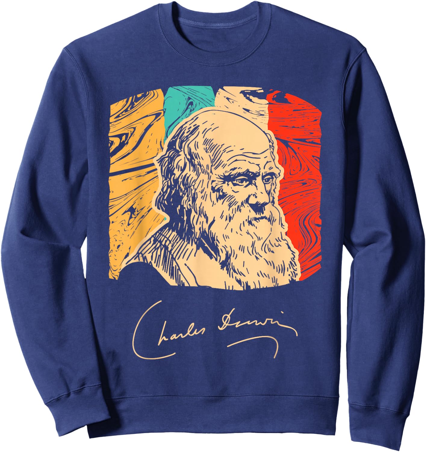 Charles Darwin Naturalist Biologist Scientist Retro T shirt Sweatshirt - Sweatshirt | Navy
