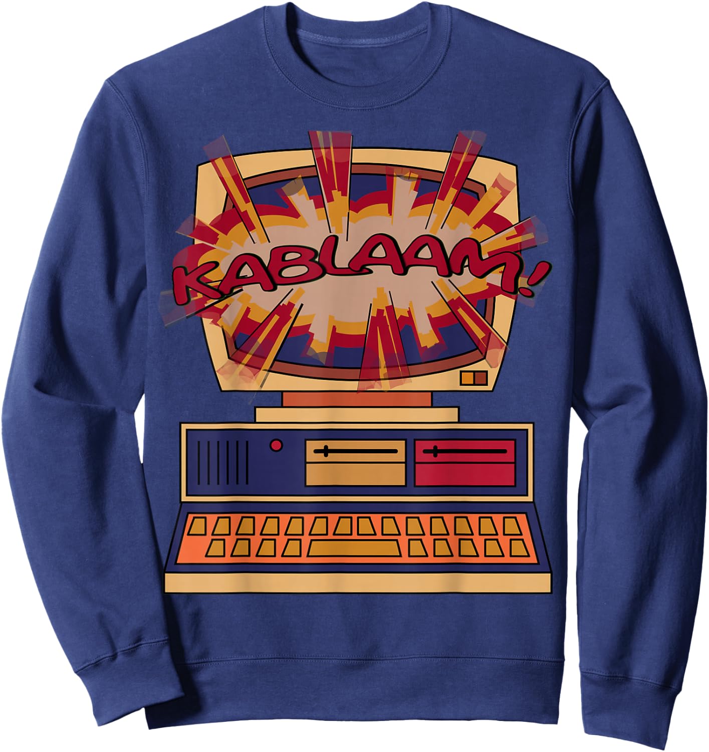 Nerdy Computer Explosion Video Gamer Geek Gift Sweatshirt - Sweatshirt | Navy
