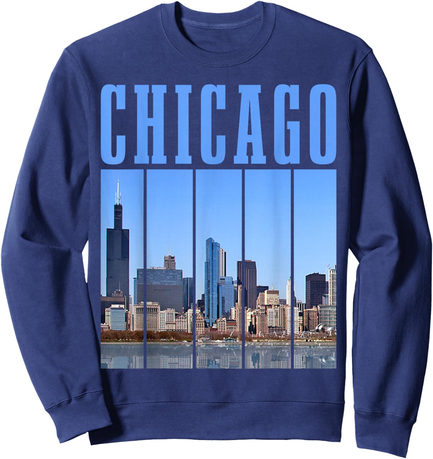 Chicago Illinois Vintage Pride Chicago Skyline Sweatshirt - Sweatshirt | Navy