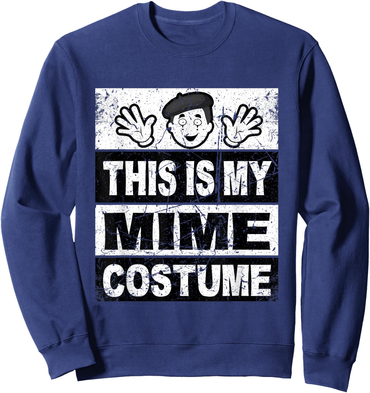 Retro Mime Costume Shirt Boys Mask Lazy Outfit Sweatshirt - Sweatshirt | Navy
