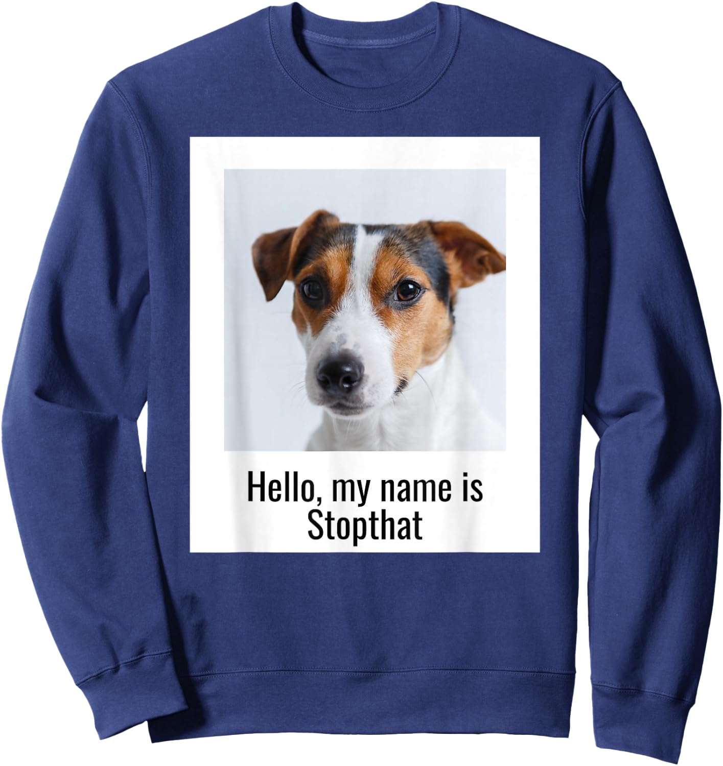 Hello, My Name Is Stopthat Hyper Jack Russell Terrier Humor Sweatshirt - Sweatshirt | Navy