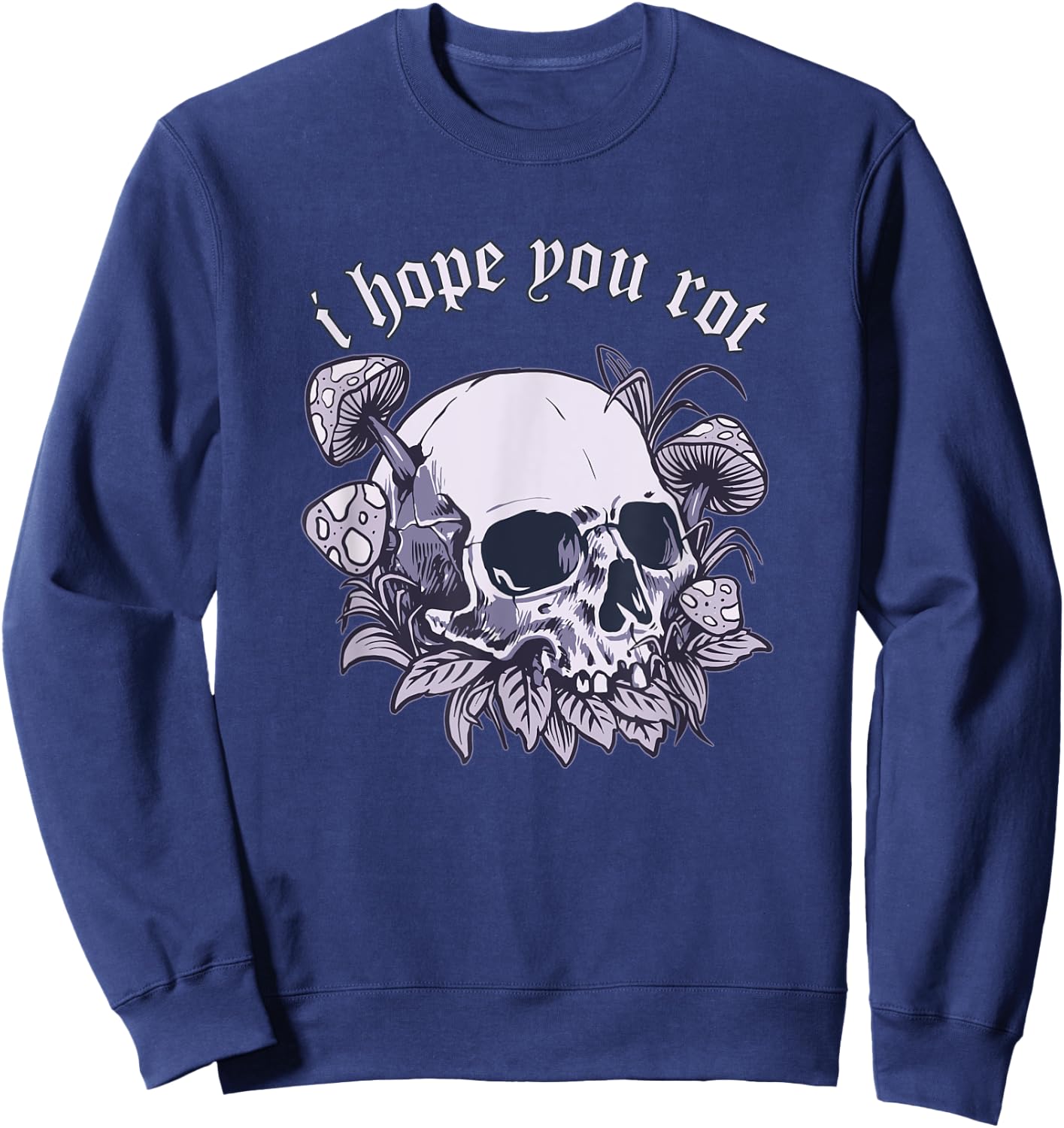 E-Girl Aesthetic Skull Mushroom Edgy Alternative Soft Grunge Sweatshirt - Sweatshirt | Navy