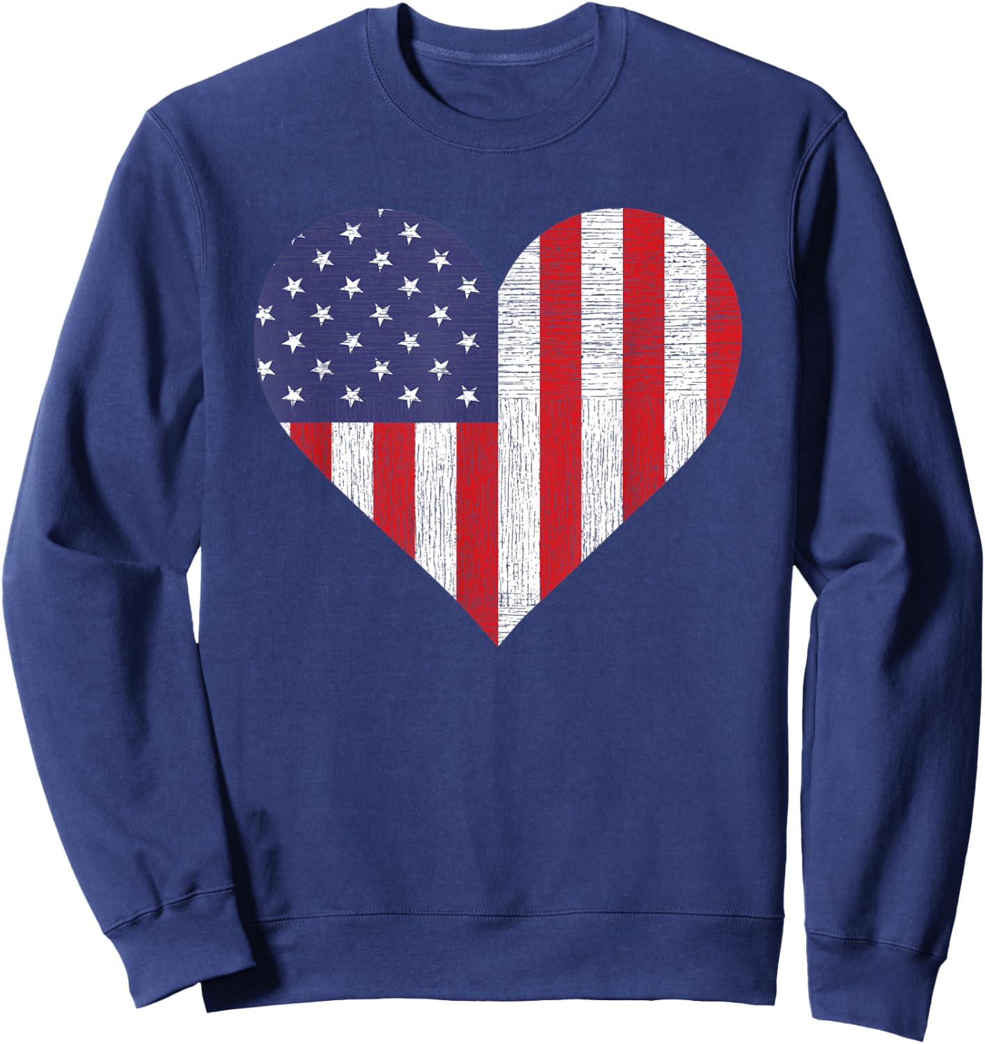 American Flag Heart Patriotic USA 4th of July Sweatshirt - Sweatshirt | Navy