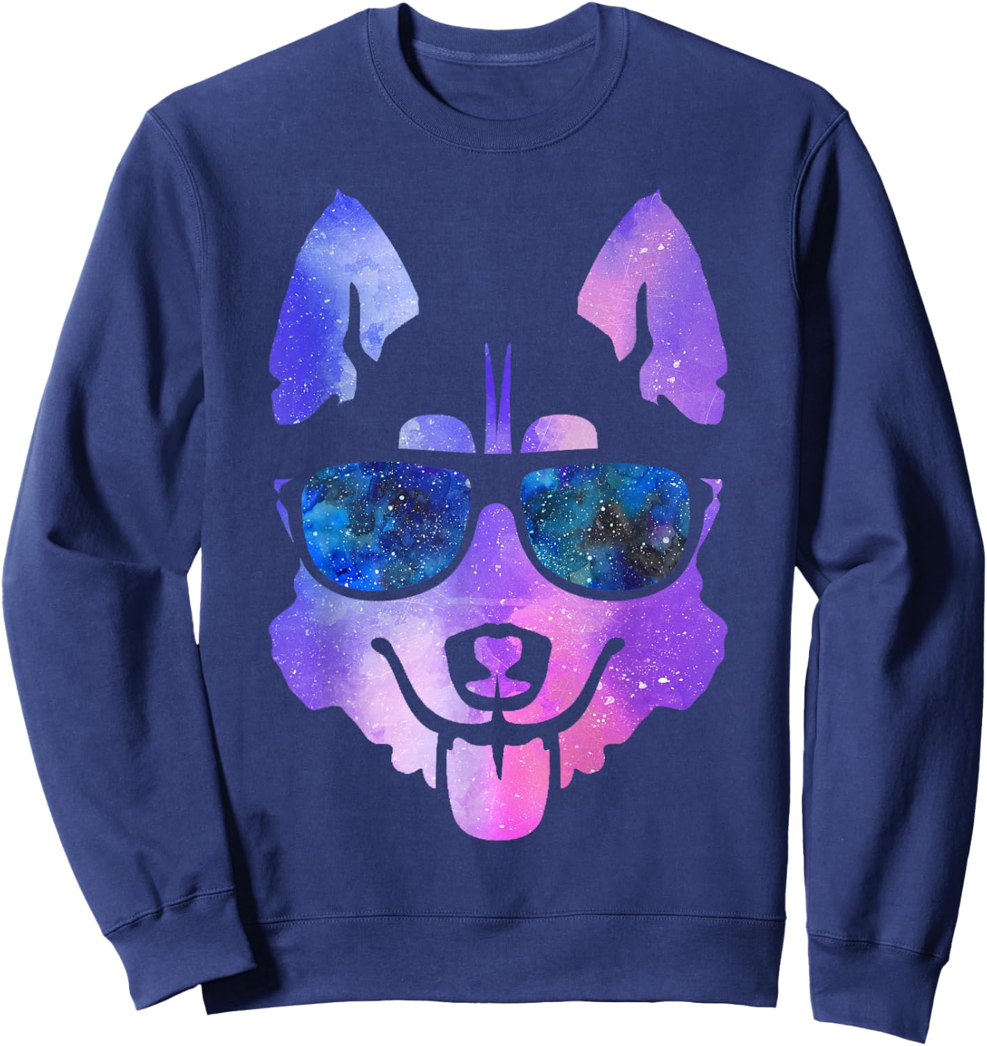 Galaxy Husky Dog Galaxy Space Dog Shirt Women Girls Kids Sweatshirt - Sweatshirt | Navy