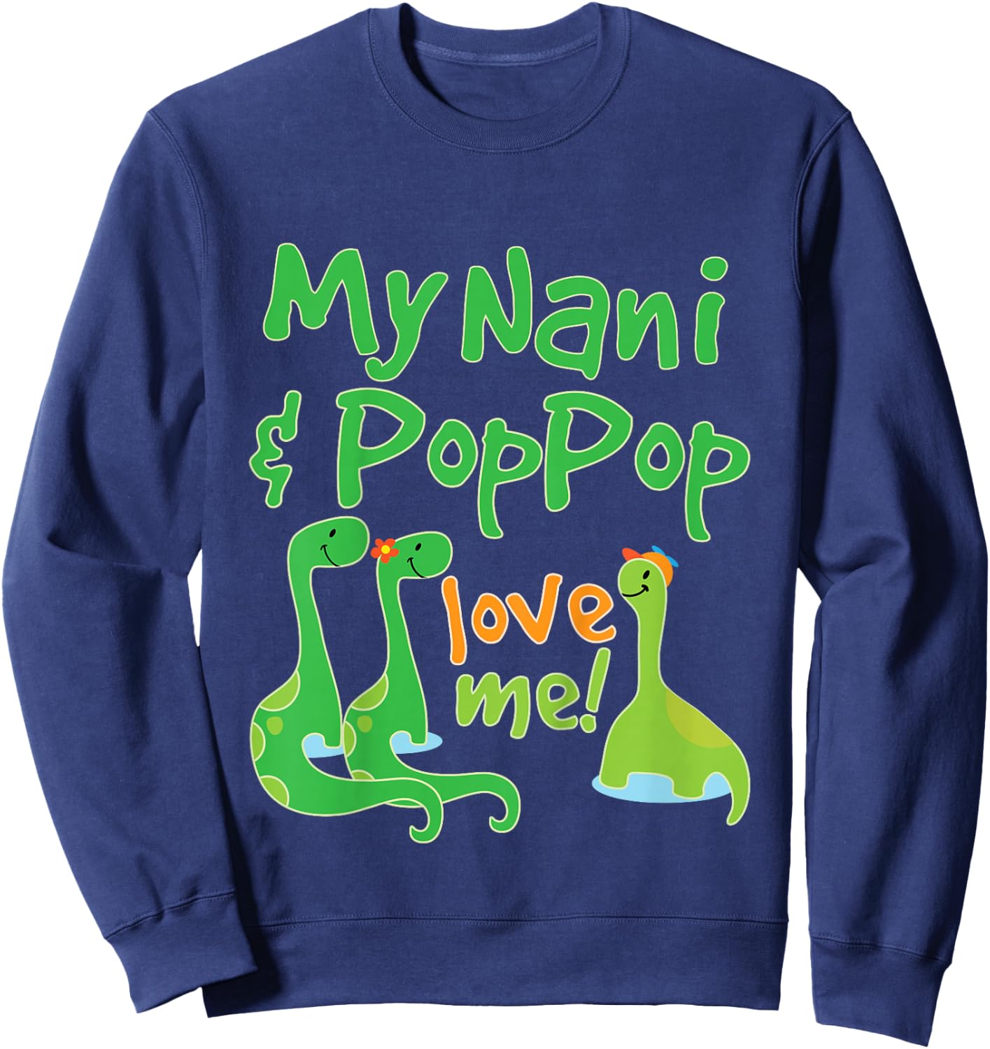 Kids My Nani and Poppop Love Me Grandson Dinosaur Sweatshirt - Sweatshirt | Navy