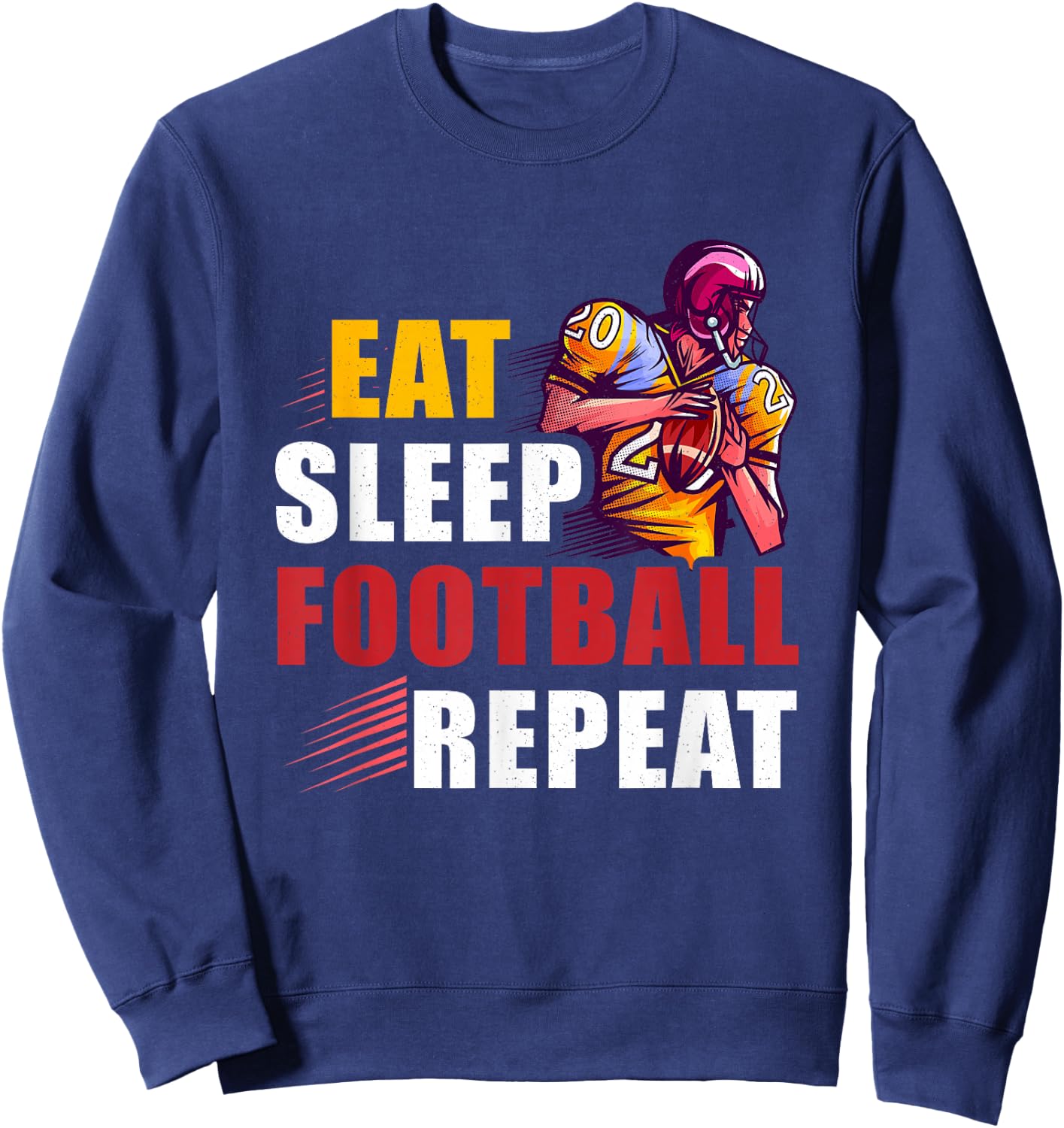 Football Player Sport Athlete Fan Game-Day Motivation Repeat Sweatshirt - Sweatshirt | Navy