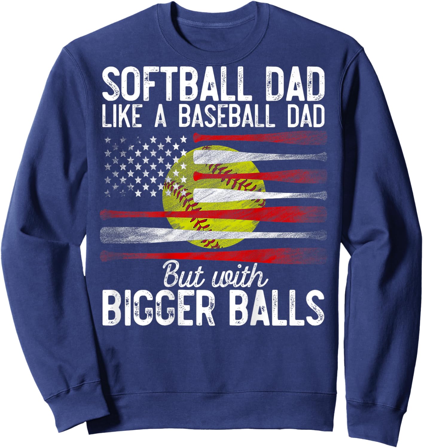 Softball Dad Like A Baseball Dad Definition On Back Sweatshirt - Sweatshirt | Navy