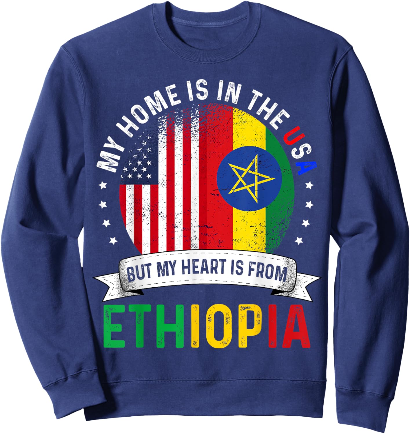 Ethiopian American Patriot Heart is from Ethiopia Flag Sweatshirt - Sweatshirt | Navy