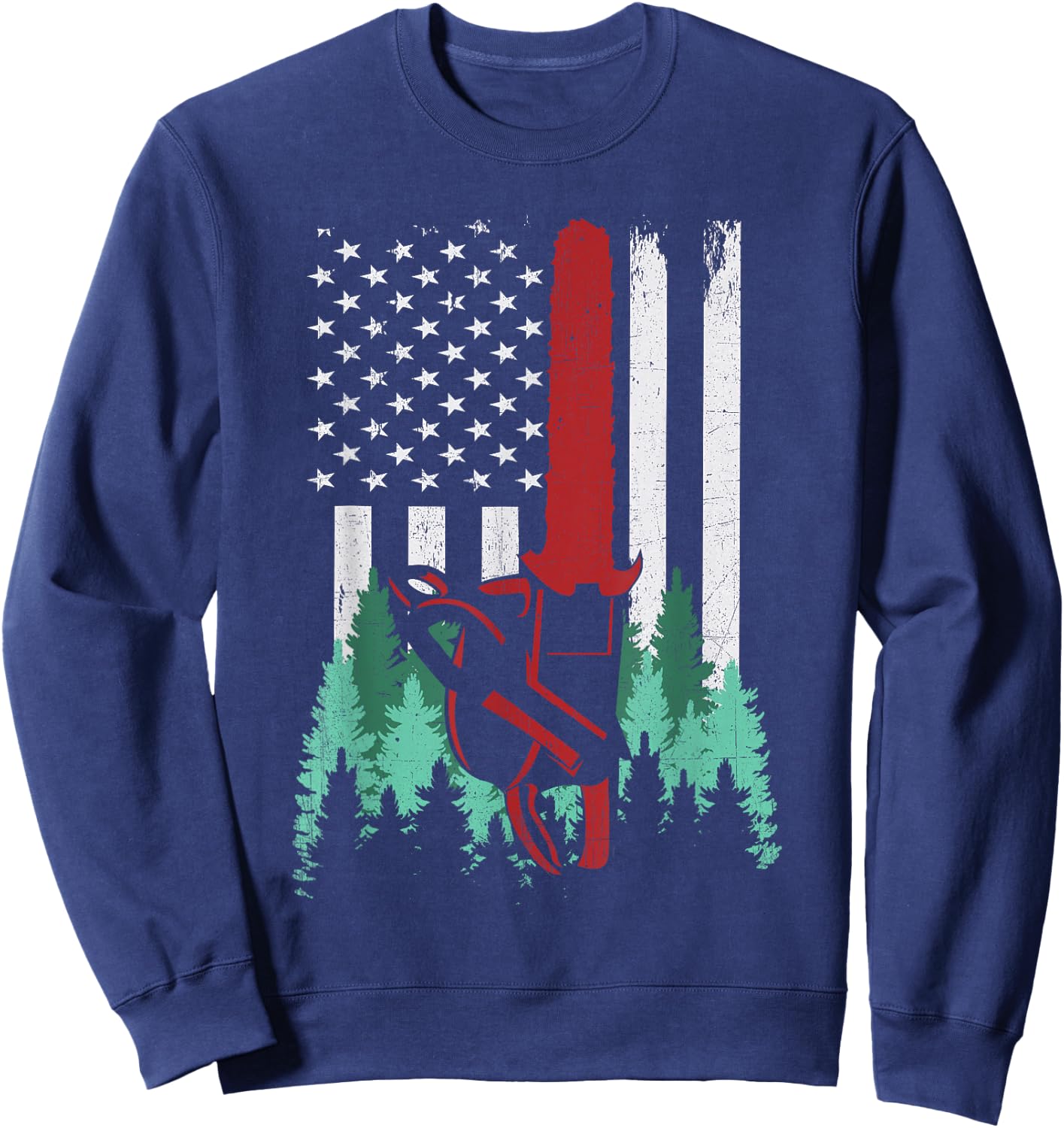 Funny Thin Red Line Logger Arborist Lumberjack American Flag Women Men Sweatshirt - Sweatshirt | Navy