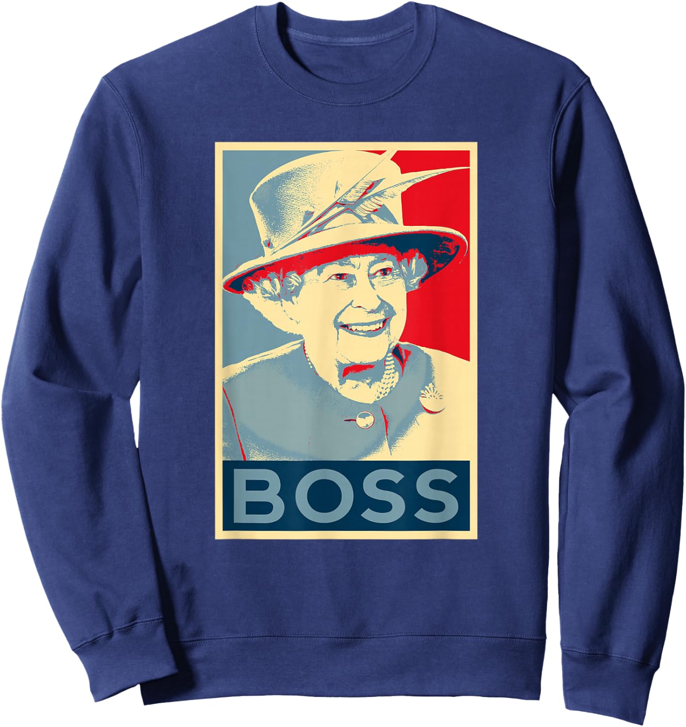 Elizabeth Boss Her Royal Highness Queen of England Sweatshirt - Sweatshirt | Navy