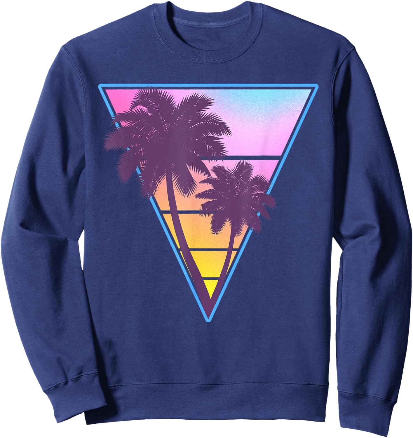 Vaporwave Aesthetic Sunset 1990s 1980s Retro Palm Tree Beach Men Women Kids Sweatshirt - Sweatshirt | Navy