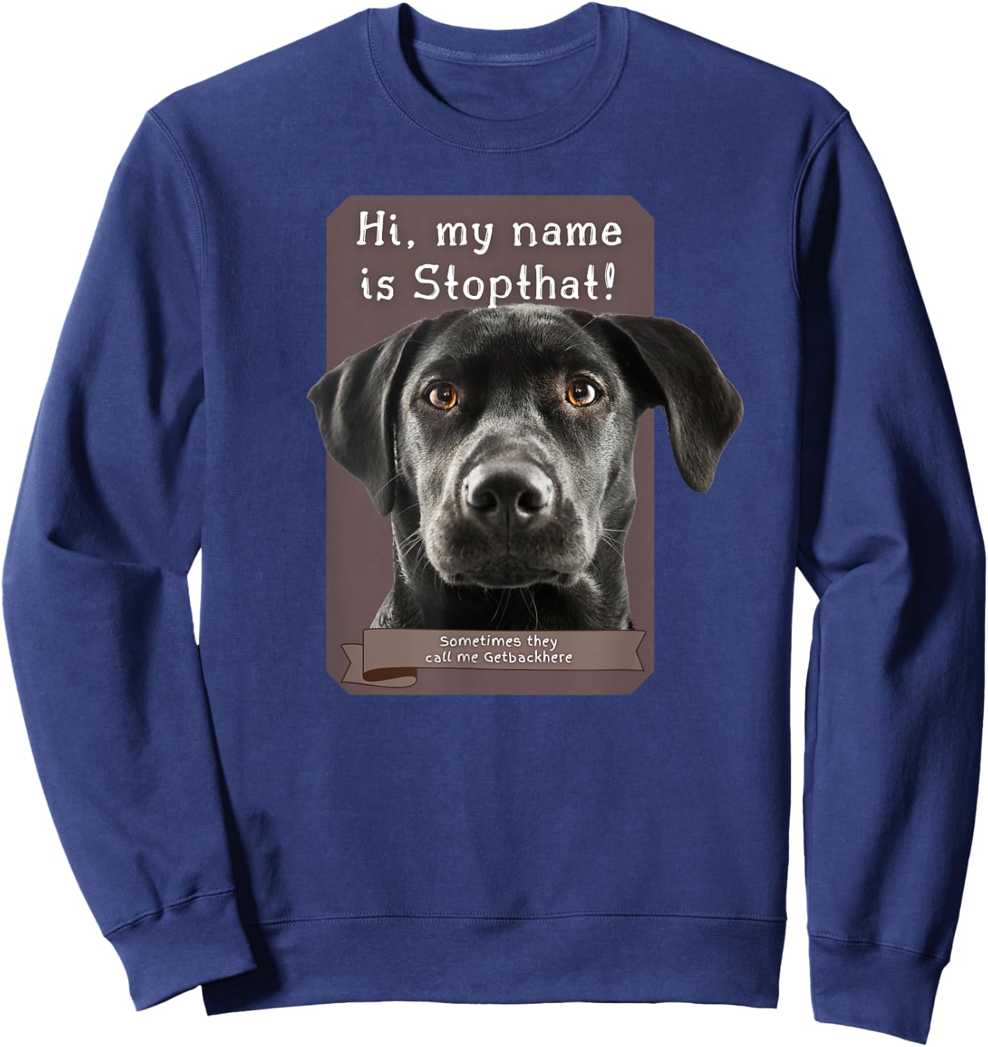 My Name Is Stopthat Funny Hyper Black Lab Labrador Dog Owner Sweatshirt - Sweatshirt | Navy