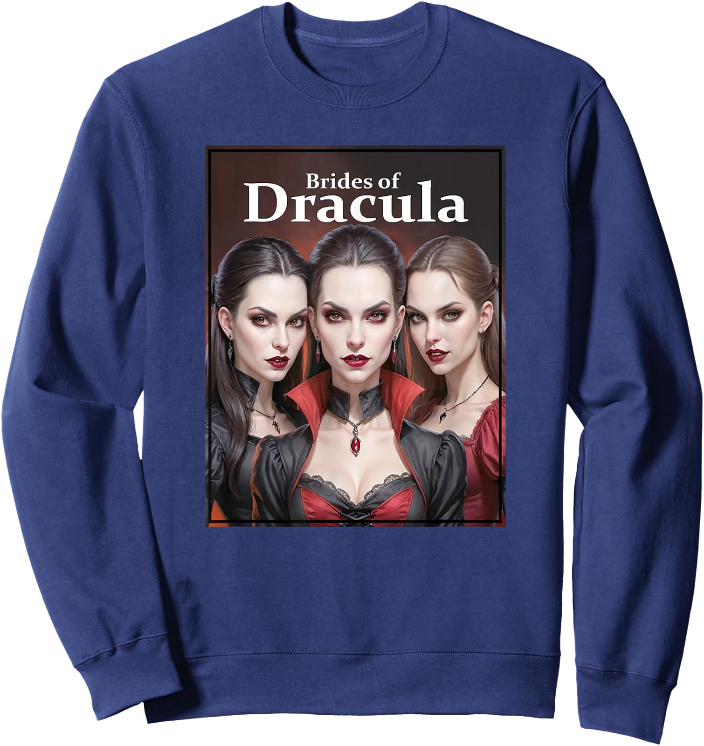 Dracula's Brides - Seductive Vampire Sisters Sweatshirt - Sweatshirt | Navy